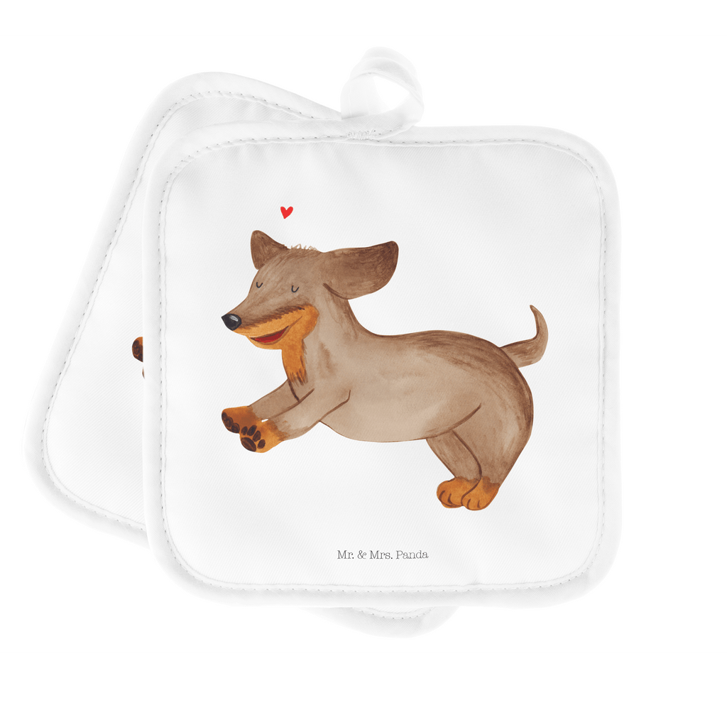 2er Set Topflappen  Hund Dackel fröhlich Topflappen, Topfuntersetzer, Ofenhandschuh, Topflappen Set, Topflappen lustig, Topflappen mit Spruch, Hund, Hundemotiv, Haustier, Hunderasse, Tierliebhaber, Hundebesitzer, Sprüche, Hunde, Dackel, Dachshund, happy dog