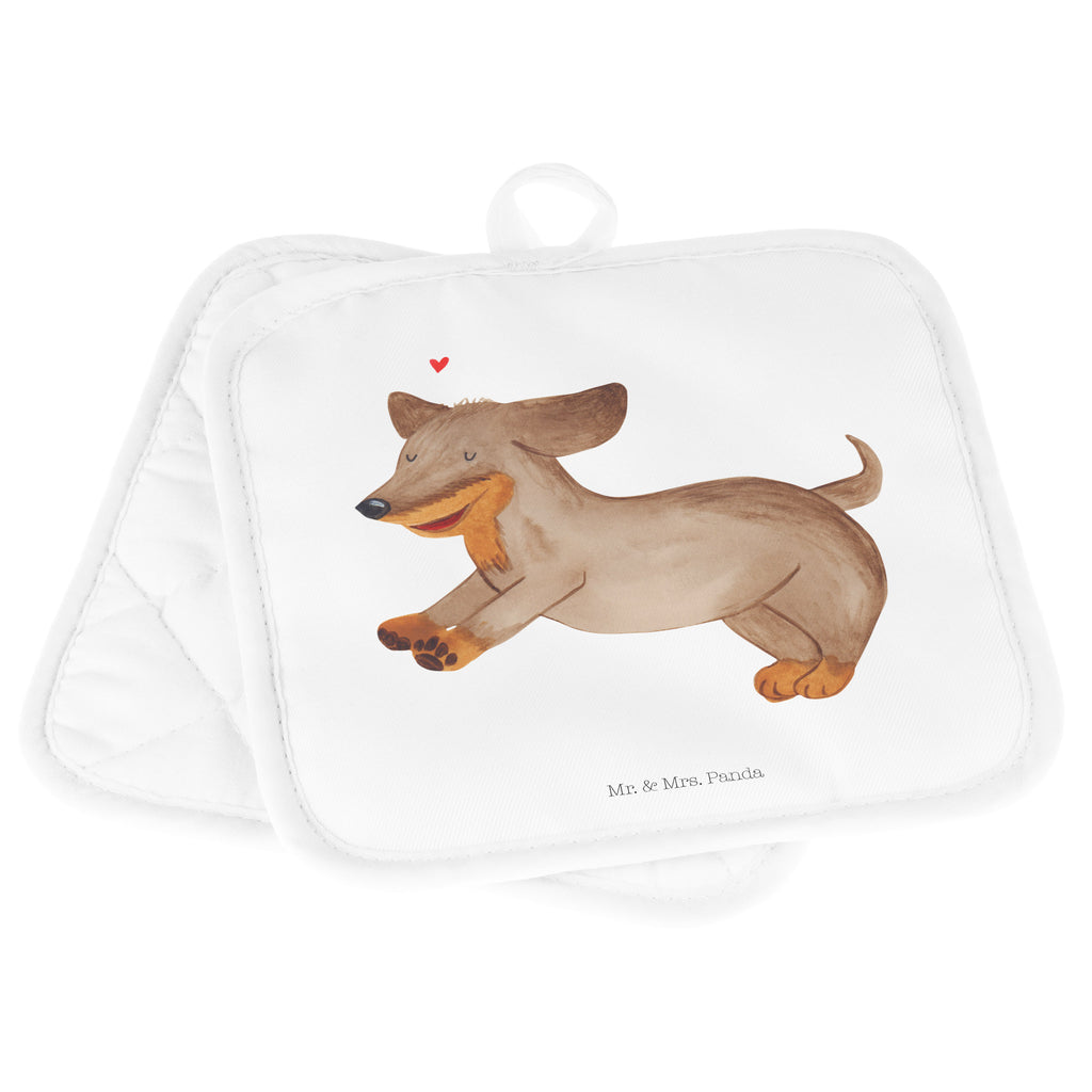 2er Set Topflappen  Hund Dackel fröhlich Topflappen, Topfuntersetzer, Ofenhandschuh, Topflappen Set, Topflappen lustig, Topflappen mit Spruch, Hund, Hundemotiv, Haustier, Hunderasse, Tierliebhaber, Hundebesitzer, Sprüche, Hunde, Dackel, Dachshund, happy dog