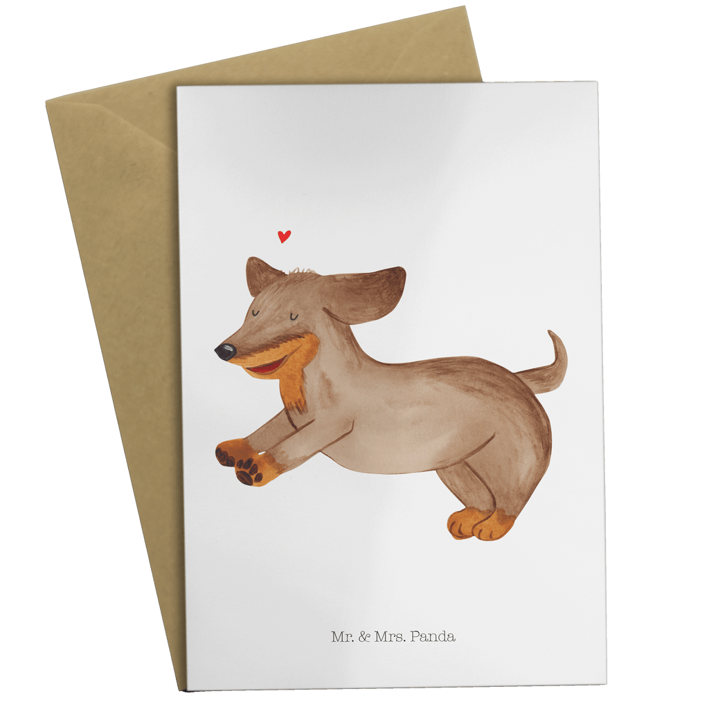 Grußkarte Hund Dackel fröhlich Klappkarte, Einladungskarte, Glückwunschkarte, Hochzeitskarte, Geburtstagskarte, Karte, Hund, Hundemotiv, Haustier, Hunderasse, Tierliebhaber, Hundebesitzer, Sprüche, Hunde, Dackel, Dachshund, happy dog