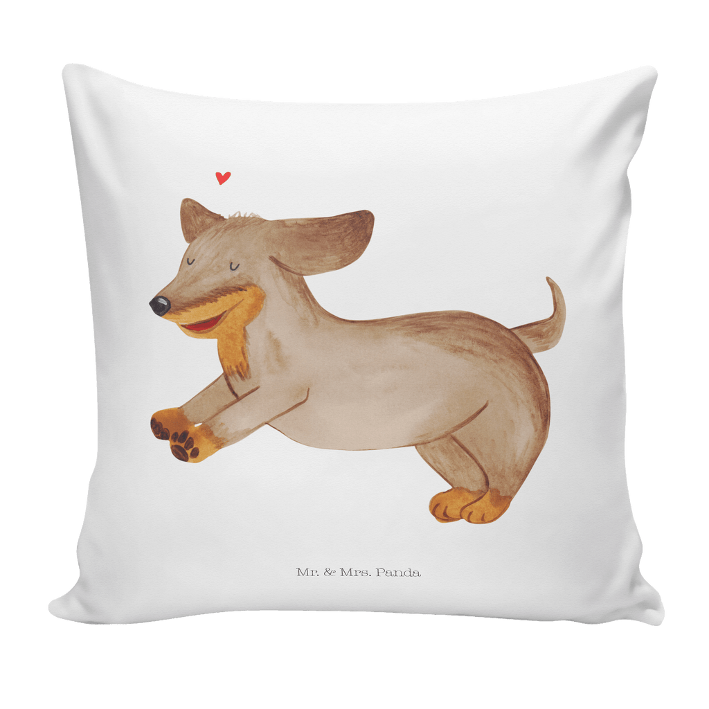 40x40 Kissen Hund Dackel fröhlich Kissenhülle, Kopfkissen, Sofakissen, Dekokissen, Motivkissen, Hund, Hundemotiv, Haustier, Hunderasse, Tierliebhaber, Hundebesitzer, Sprüche, Hunde, Dackel, Dachshund, happy dog