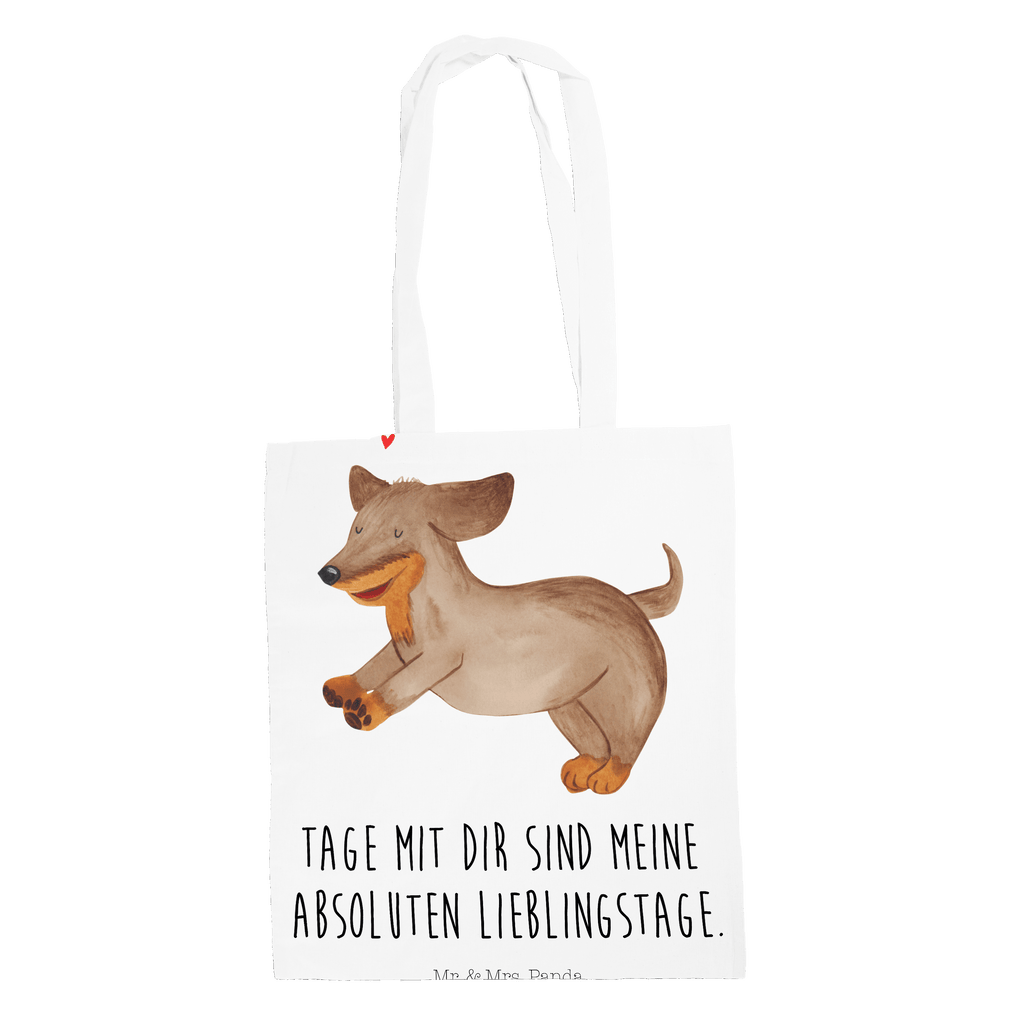 Tragetasche Hund Dackel fröhlich Beuteltasche, Beutel, Einkaufstasche, Jutebeutel, Stoffbeutel, Hund, Hundemotiv, Haustier, Hunderasse, Tierliebhaber, Hundebesitzer, Sprüche, Hunde, Dackel, Dachshund, happy dog