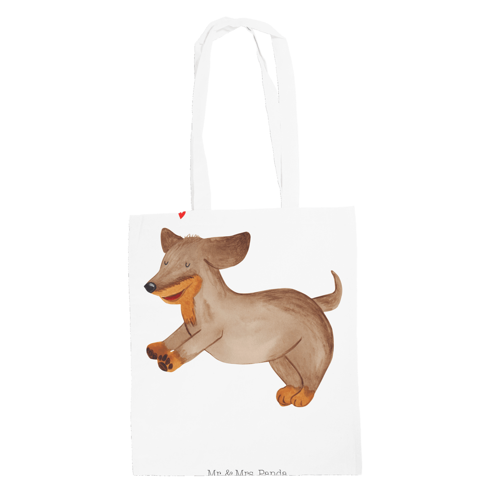 Tragetasche Hund Dackel fröhlich Beuteltasche, Beutel, Einkaufstasche, Jutebeutel, Stoffbeutel, Hund, Hundemotiv, Haustier, Hunderasse, Tierliebhaber, Hundebesitzer, Sprüche, Hunde, Dackel, Dachshund, happy dog
