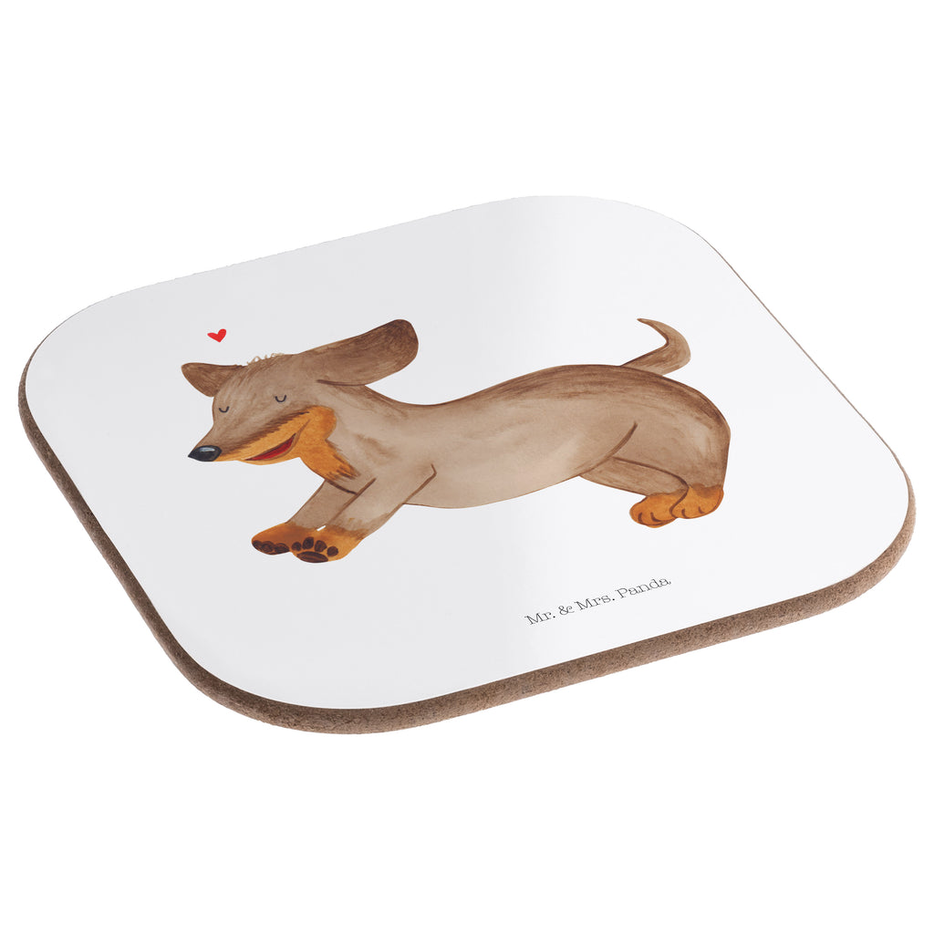Quadratische Untersetzer Hund Dackel fröhlich Bierdeckel, Glasuntersetzer, Untersetzer Gläser, Getränkeuntersetzer, Hund, Hundemotiv, Haustier, Hunderasse, Tierliebhaber, Hundebesitzer, Sprüche, Hunde, Dackel, Dachshund, happy dog