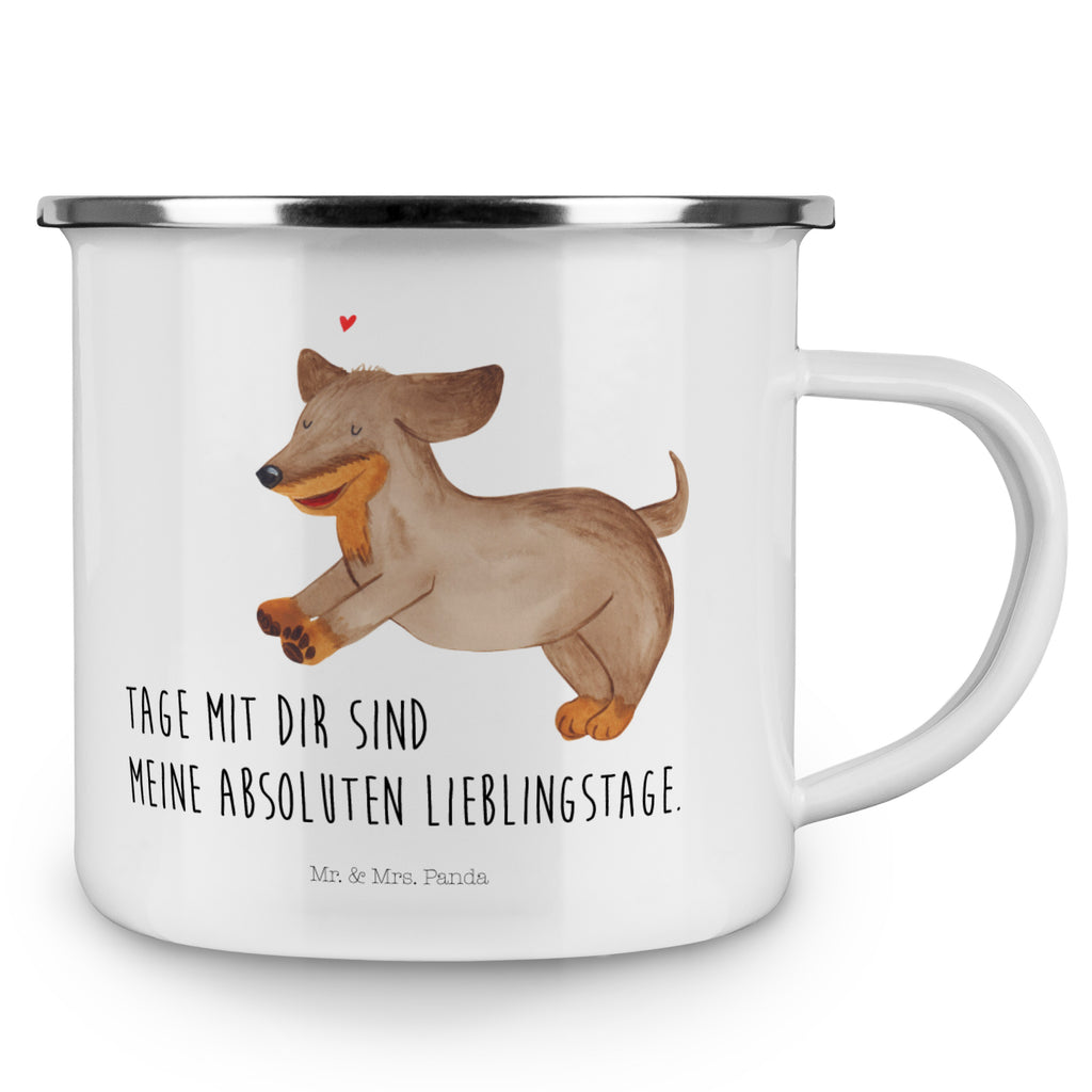 Camping Emaille Tasse Hund Dackel fröhlich Campingtasse, Trinkbecher, Metalltasse, Outdoor Tasse, Emaille Trinkbecher, Blechtasse Outdoor, Emaille Campingbecher, Edelstahl Trinkbecher, Metalltasse für Camping, Kaffee Blechtasse, Camping Tasse Metall, Hund, Hundemotiv, Haustier, Hunderasse, Tierliebhaber, Hundebesitzer, Sprüche, Hunde, Dackel, Dachshund, happy dog