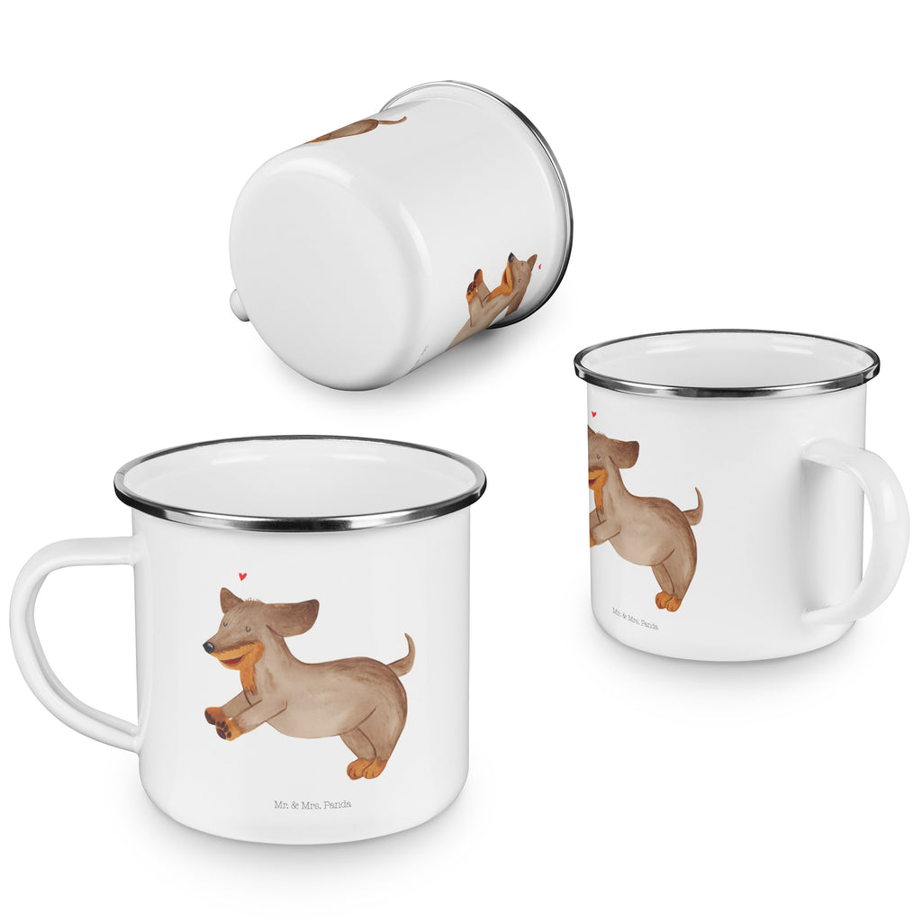 Camping Emaille Tasse Hund Dackel fröhlich Campingtasse, Trinkbecher, Metalltasse, Outdoor Tasse, Emaille Trinkbecher, Blechtasse Outdoor, Emaille Campingbecher, Edelstahl Trinkbecher, Metalltasse für Camping, Kaffee Blechtasse, Camping Tasse Metall, Hund, Hundemotiv, Haustier, Hunderasse, Tierliebhaber, Hundebesitzer, Sprüche, Hunde, Dackel, Dachshund, happy dog