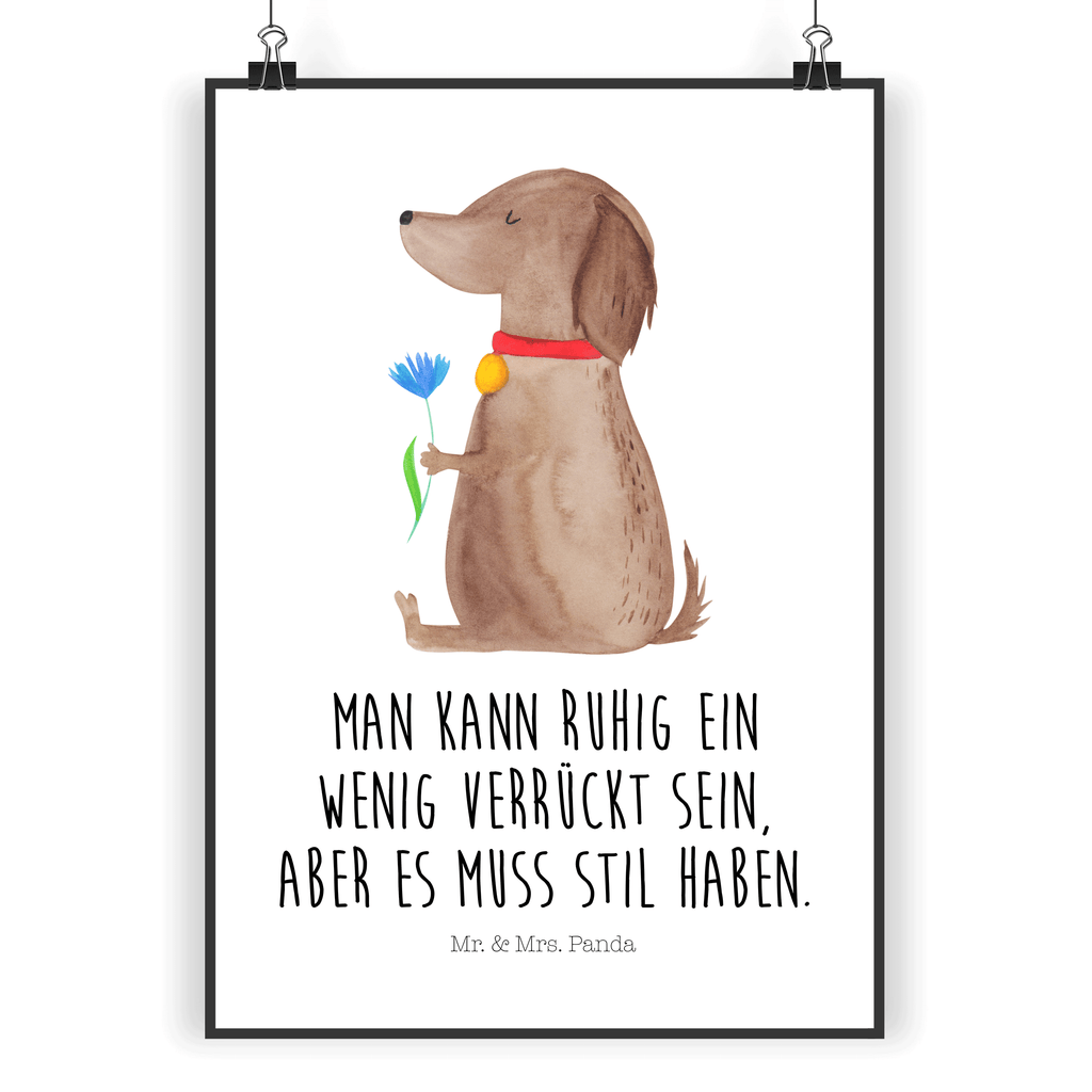 Poster Hund Blume Poster, Wandposter, Bild, Wanddeko, Küchenposter, Kinderposter, Wanddeko Bild, Raumdekoration, Wanddekoration, Handgemaltes Poster, Mr. & Mrs. Panda Poster, Designposter, Kunstdruck, Posterdruck, Hund, Hundemotiv, Haustier, Hunderasse, Tierliebhaber, Hundebesitzer, Sprüche, Hunde, Frauchen, Hundeliebe