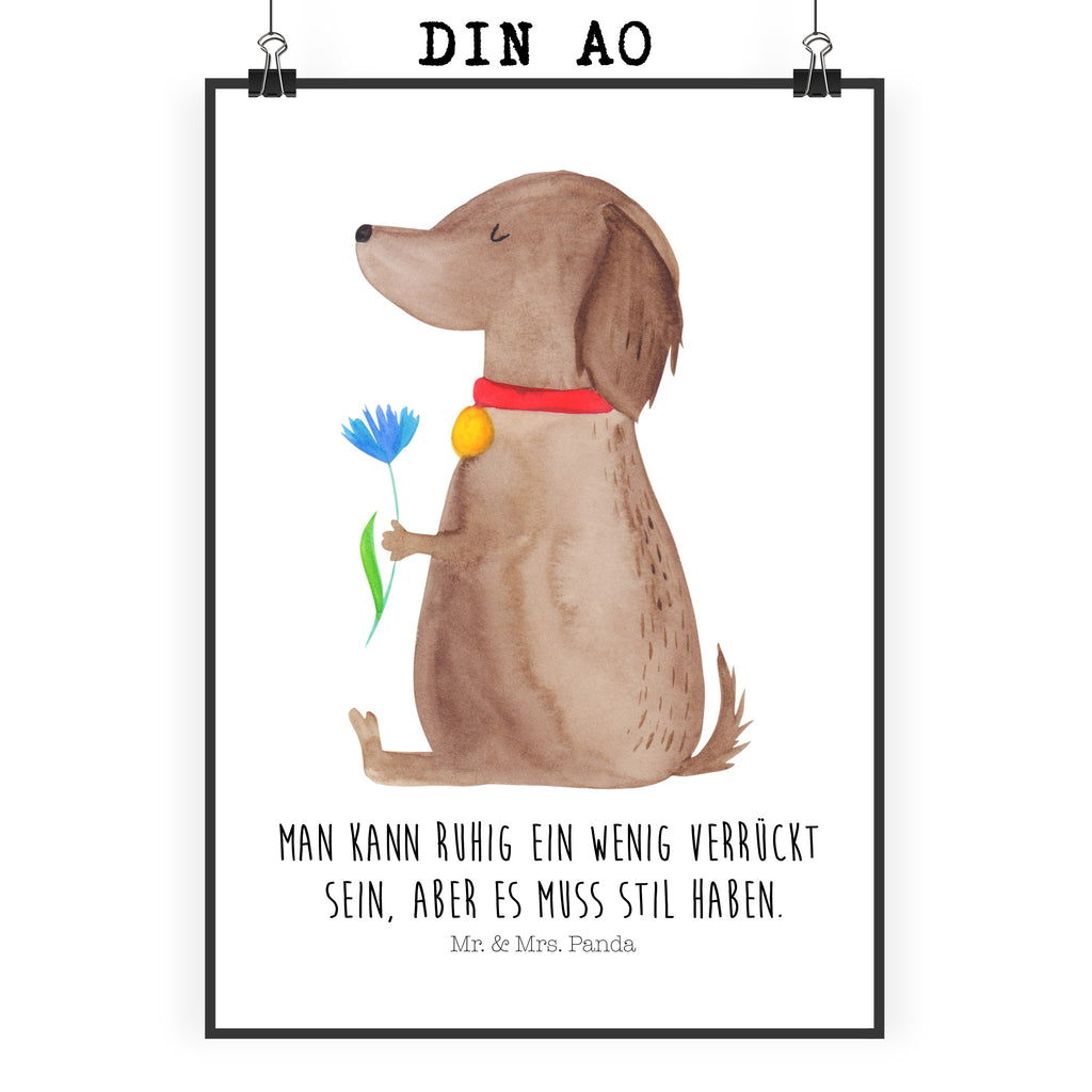 Poster Hund Blume Poster, Wandposter, Bild, Wanddeko, Küchenposter, Kinderposter, Wanddeko Bild, Raumdekoration, Wanddekoration, Handgemaltes Poster, Mr. & Mrs. Panda Poster, Designposter, Kunstdruck, Posterdruck, Hund, Hundemotiv, Haustier, Hunderasse, Tierliebhaber, Hundebesitzer, Sprüche, Hunde, Frauchen, Hundeliebe