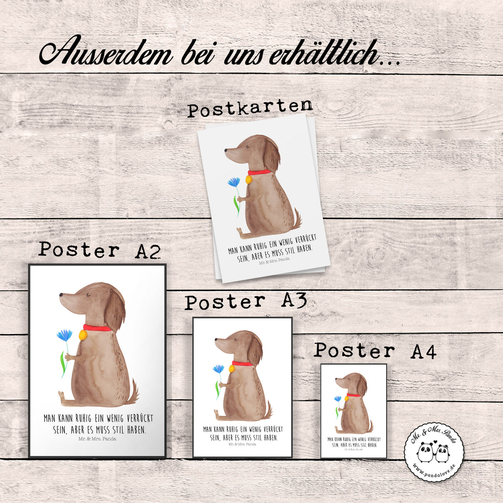 Poster Hund Blume Poster, Wandposter, Bild, Wanddeko, Küchenposter, Kinderposter, Wanddeko Bild, Raumdekoration, Wanddekoration, Handgemaltes Poster, Mr. & Mrs. Panda Poster, Designposter, Kunstdruck, Posterdruck, Hund, Hundemotiv, Haustier, Hunderasse, Tierliebhaber, Hundebesitzer, Sprüche, Hunde, Frauchen, Hundeliebe