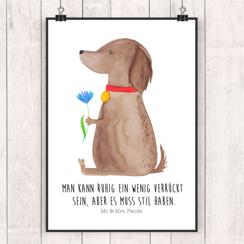 Poster Hund Blume Poster, Wandposter, Bild, Wanddeko, Küchenposter, Kinderposter, Wanddeko Bild, Raumdekoration, Wanddekoration, Handgemaltes Poster, Mr. & Mrs. Panda Poster, Designposter, Kunstdruck, Posterdruck, Hund, Hundemotiv, Haustier, Hunderasse, Tierliebhaber, Hundebesitzer, Sprüche, Hunde, Frauchen, Hundeliebe
