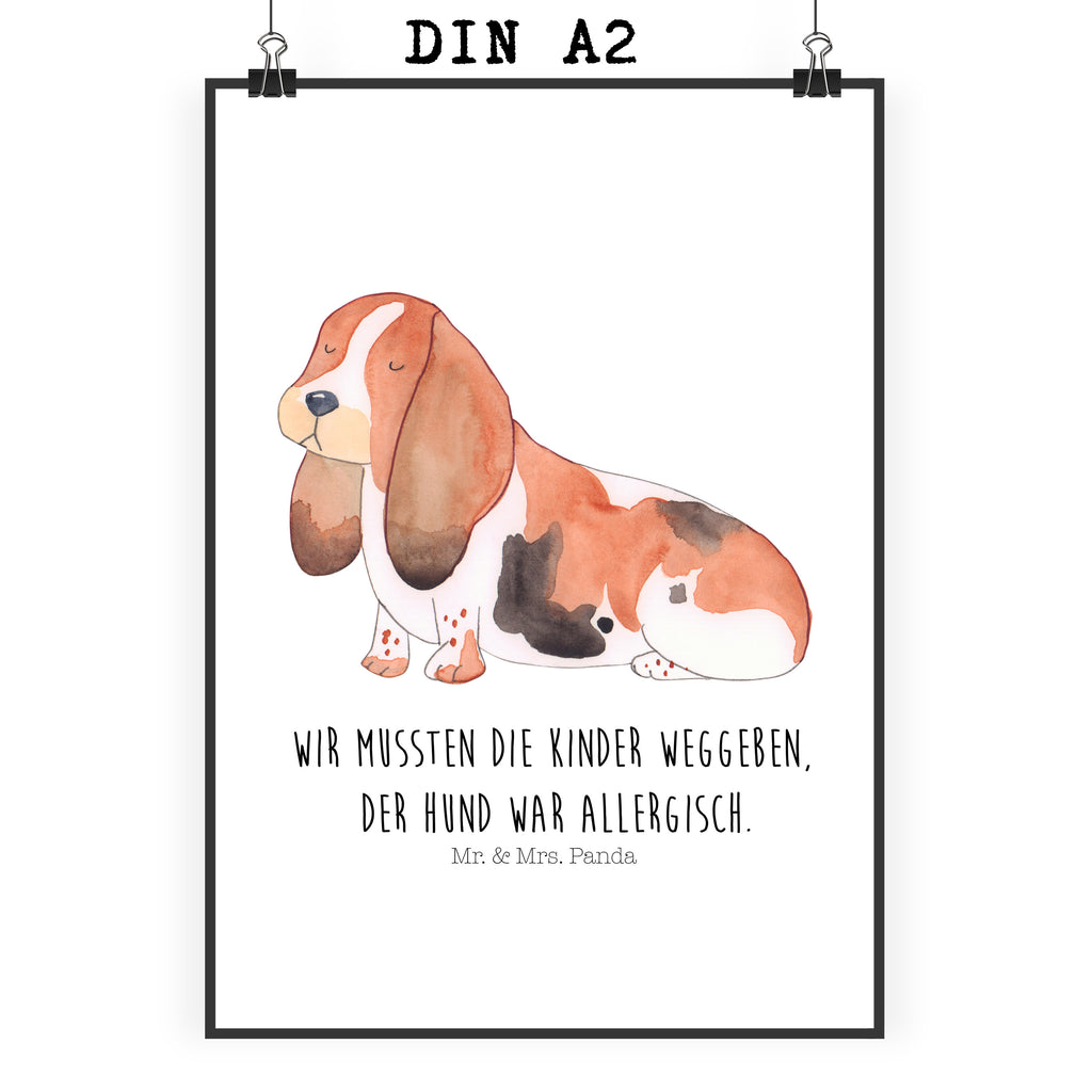 Poster Hund Basset Hound Poster, Wandposter, Bild, Wanddeko, Küchenposter, Kinderposter, Wanddeko Bild, Raumdekoration, Wanddekoration, Handgemaltes Poster, Mr. & Mrs. Panda Poster, Designposter, Kunstdruck, Posterdruck, Hund, Hundemotiv, Haustier, Hunderasse, Tierliebhaber, Hundebesitzer, Sprüche, Basset Hound, Basset, Hundeliebe, kinderlos