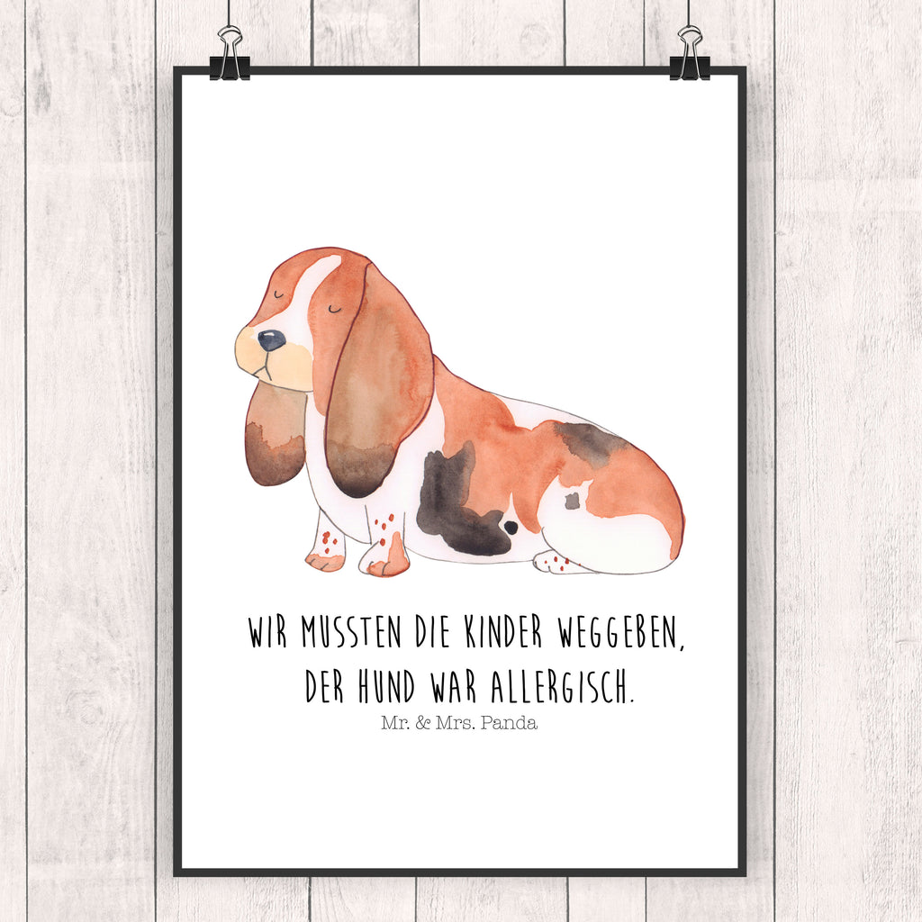 Poster Hund Basset Hound Poster, Wandposter, Bild, Wanddeko, Küchenposter, Kinderposter, Wanddeko Bild, Raumdekoration, Wanddekoration, Handgemaltes Poster, Mr. & Mrs. Panda Poster, Designposter, Kunstdruck, Posterdruck, Hund, Hundemotiv, Haustier, Hunderasse, Tierliebhaber, Hundebesitzer, Sprüche, Basset Hound, Basset, Hundeliebe, kinderlos