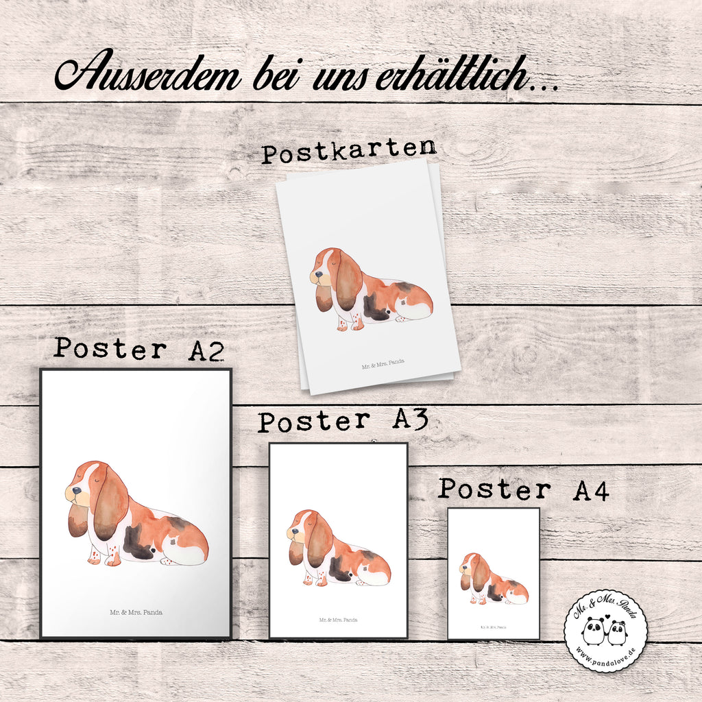 Poster Hund Basset Hound Poster, Wandposter, Bild, Wanddeko, Küchenposter, Kinderposter, Wanddeko Bild, Raumdekoration, Wanddekoration, Handgemaltes Poster, Mr. & Mrs. Panda Poster, Designposter, Kunstdruck, Posterdruck, Hund, Hundemotiv, Haustier, Hunderasse, Tierliebhaber, Hundebesitzer, Sprüche, Basset Hound, Basset, Hundeliebe, kinderlos