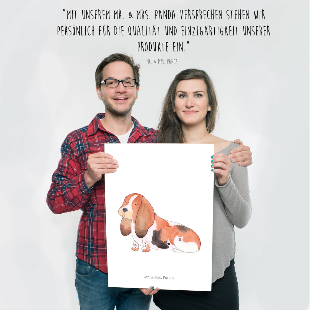 Poster Hund Basset Hound Poster, Wandposter, Bild, Wanddeko, Küchenposter, Kinderposter, Wanddeko Bild, Raumdekoration, Wanddekoration, Handgemaltes Poster, Mr. & Mrs. Panda Poster, Designposter, Kunstdruck, Posterdruck, Hund, Hundemotiv, Haustier, Hunderasse, Tierliebhaber, Hundebesitzer, Sprüche, Basset Hound, Basset, Hundeliebe, kinderlos