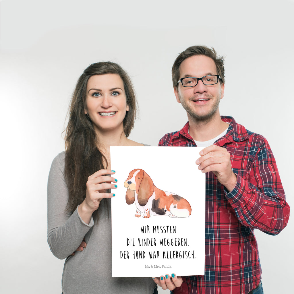 Poster Hund Basset Hound Poster, Wandposter, Bild, Wanddeko, Küchenposter, Kinderposter, Wanddeko Bild, Raumdekoration, Wanddekoration, Handgemaltes Poster, Mr. & Mrs. Panda Poster, Designposter, Kunstdruck, Posterdruck, Hund, Hundemotiv, Haustier, Hunderasse, Tierliebhaber, Hundebesitzer, Sprüche, Basset Hound, Basset, Hundeliebe, kinderlos
