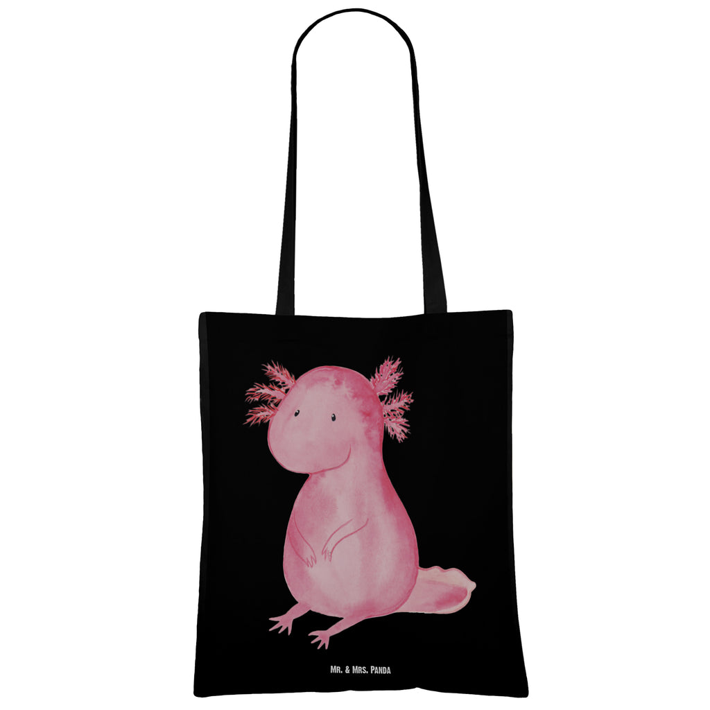 Tragetasche Axolotl Beuteltasche, Beutel, Einkaufstasche, Jutebeutel, Stoffbeutel, Axolotl, Molch, Axolot, vergnügt, fröhlich, zufrieden, Lebensstil, Weisheit, Lebensweisheit, Liebe, Freundin