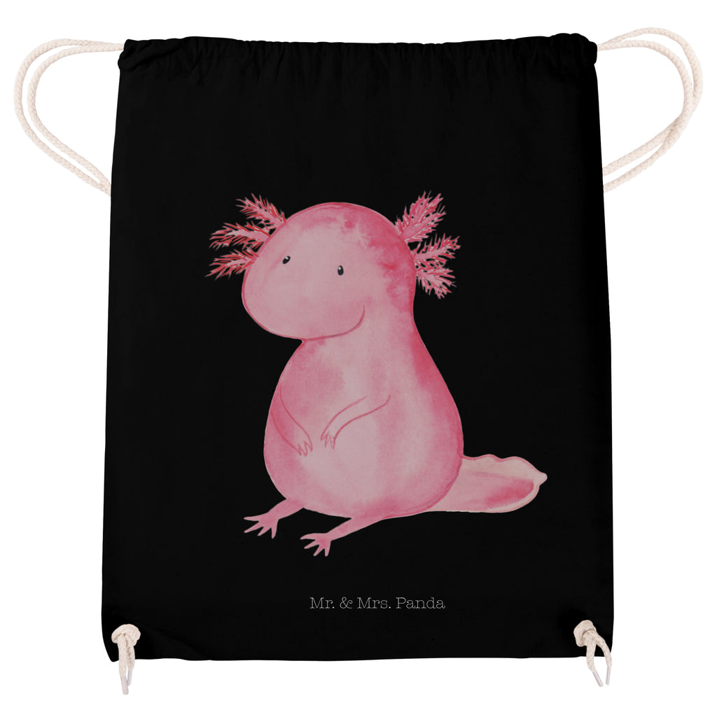 Sportbeutel Axolotl Turnbeutel, Beutel, Sporttasche, Tasche, Stoffbeutel, Axolotl, Molch, Axolot, vergnügt, fröhlich, zufrieden, Lebensstil, Weisheit, Lebensweisheit, Liebe, Freundin