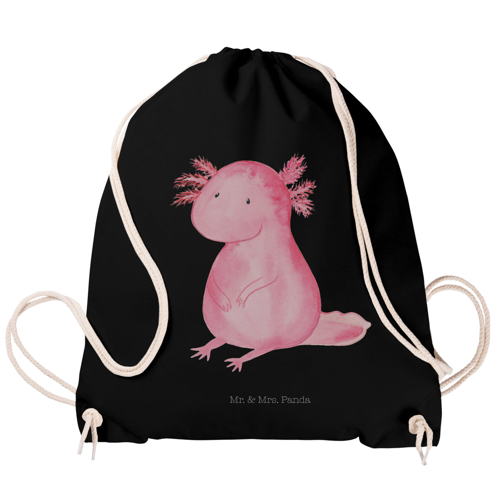 Sportbeutel Axolotl Turnbeutel, Beutel, Sporttasche, Tasche, Stoffbeutel, Axolotl, Molch, Axolot, vergnügt, fröhlich, zufrieden, Lebensstil, Weisheit, Lebensweisheit, Liebe, Freundin