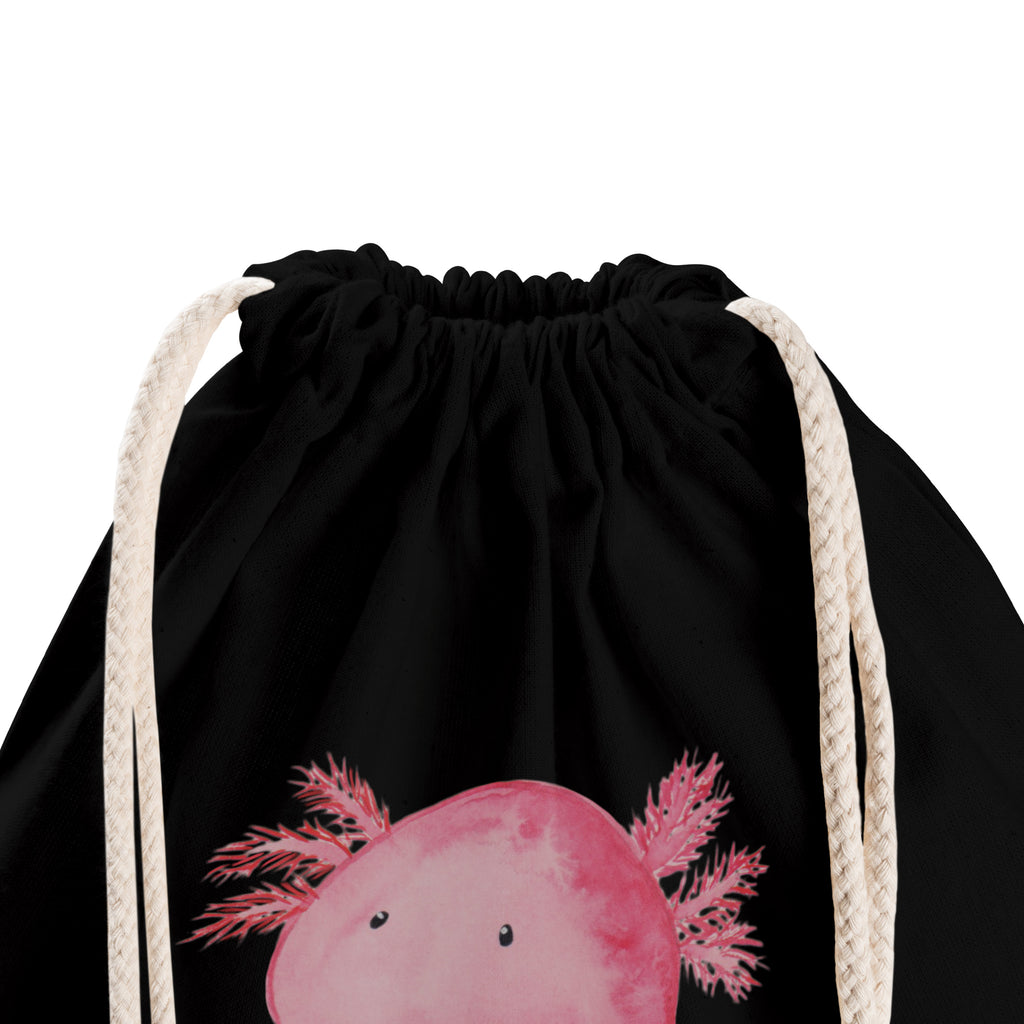 Sportbeutel Axolotl Turnbeutel, Beutel, Sporttasche, Tasche, Stoffbeutel, Axolotl, Molch, Axolot, vergnügt, fröhlich, zufrieden, Lebensstil, Weisheit, Lebensweisheit, Liebe, Freundin