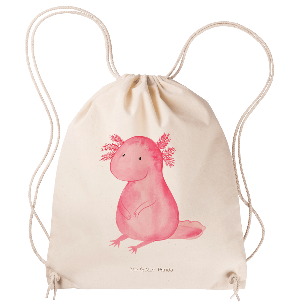 Sportbeutel Axolotl Turnbeutel, Beutel, Sporttasche, Tasche, Stoffbeutel, Axolotl, Molch, Axolot, vergnügt, fröhlich, zufrieden, Lebensstil, Weisheit, Lebensweisheit, Liebe, Freundin