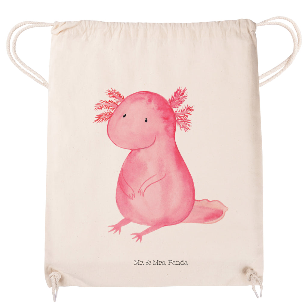 Sportbeutel Axolotl Turnbeutel, Beutel, Sporttasche, Tasche, Stoffbeutel, Axolotl, Molch, Axolot, vergnügt, fröhlich, zufrieden, Lebensstil, Weisheit, Lebensweisheit, Liebe, Freundin