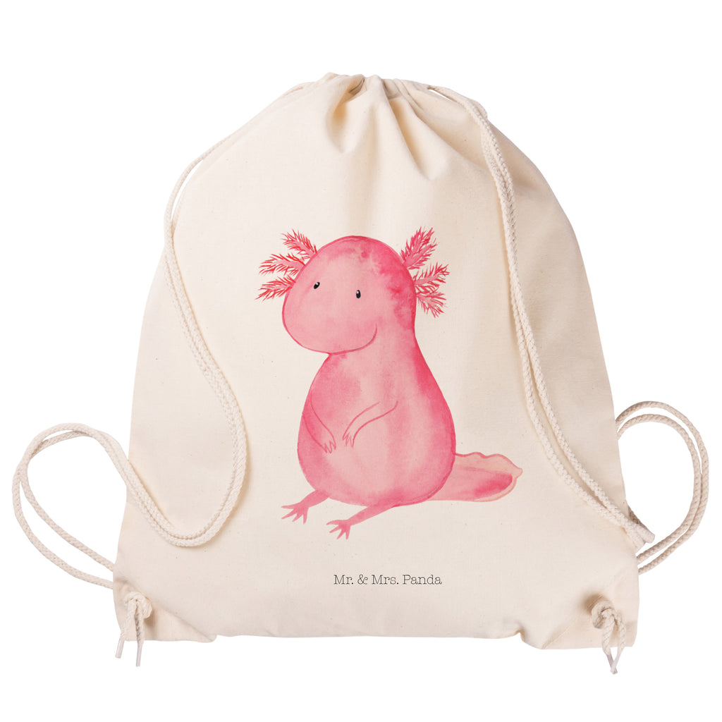 Sportbeutel Axolotl Turnbeutel, Beutel, Sporttasche, Tasche, Stoffbeutel, Axolotl, Molch, Axolot, vergnügt, fröhlich, zufrieden, Lebensstil, Weisheit, Lebensweisheit, Liebe, Freundin