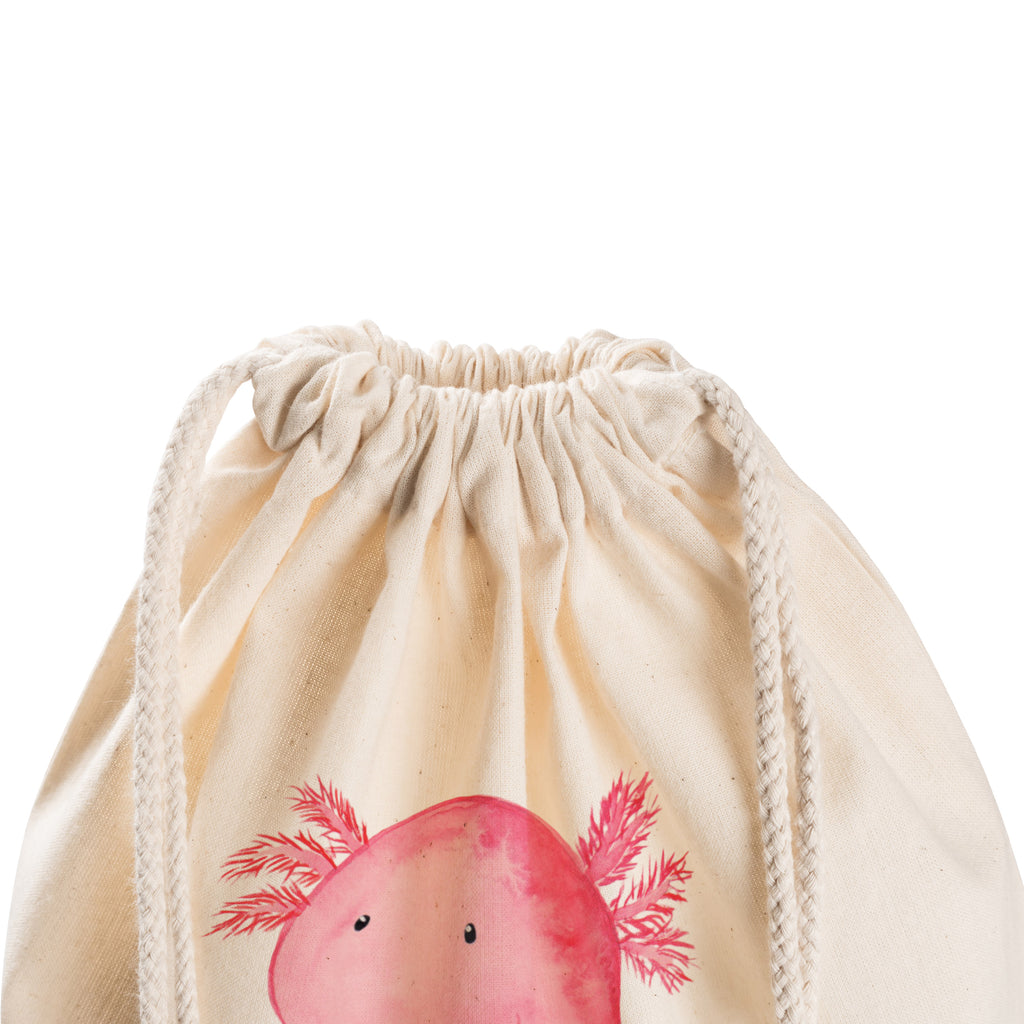 Sportbeutel Axolotl Turnbeutel, Beutel, Sporttasche, Tasche, Stoffbeutel, Axolotl, Molch, Axolot, vergnügt, fröhlich, zufrieden, Lebensstil, Weisheit, Lebensweisheit, Liebe, Freundin