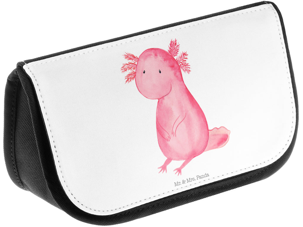 Kosmetiktasche Axolotl Kosmetikbeutel, Kulturtasche, Kulturbeutel, Schminktasche, Make-Up Tasche, Axolotl, Molch, Axolot, vergnügt, fröhlich, zufrieden, Lebensstil, Weisheit, Lebensweisheit, Liebe, Freundin