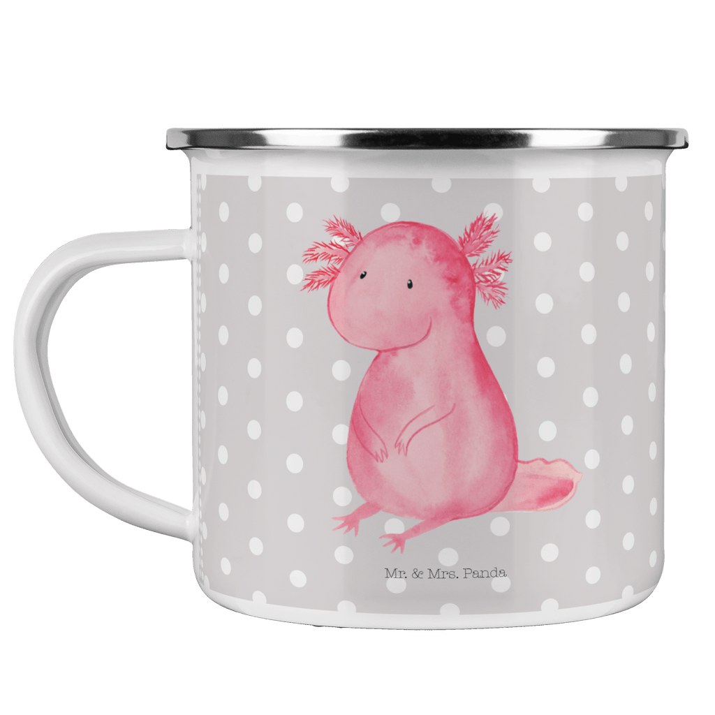 Camping Emaille Tasse Axolotl Campingtasse, Trinkbecher, Metalltasse, Outdoor Tasse, Emaille Trinkbecher, Blechtasse Outdoor, Emaille Campingbecher, Edelstahl Trinkbecher, Metalltasse für Camping, Kaffee Blechtasse, Camping Tasse Metall, Axolotl, Molch, Axolot, vergnügt, fröhlich, zufrieden, Lebensstil, Weisheit, Lebensweisheit, Liebe, Freundin