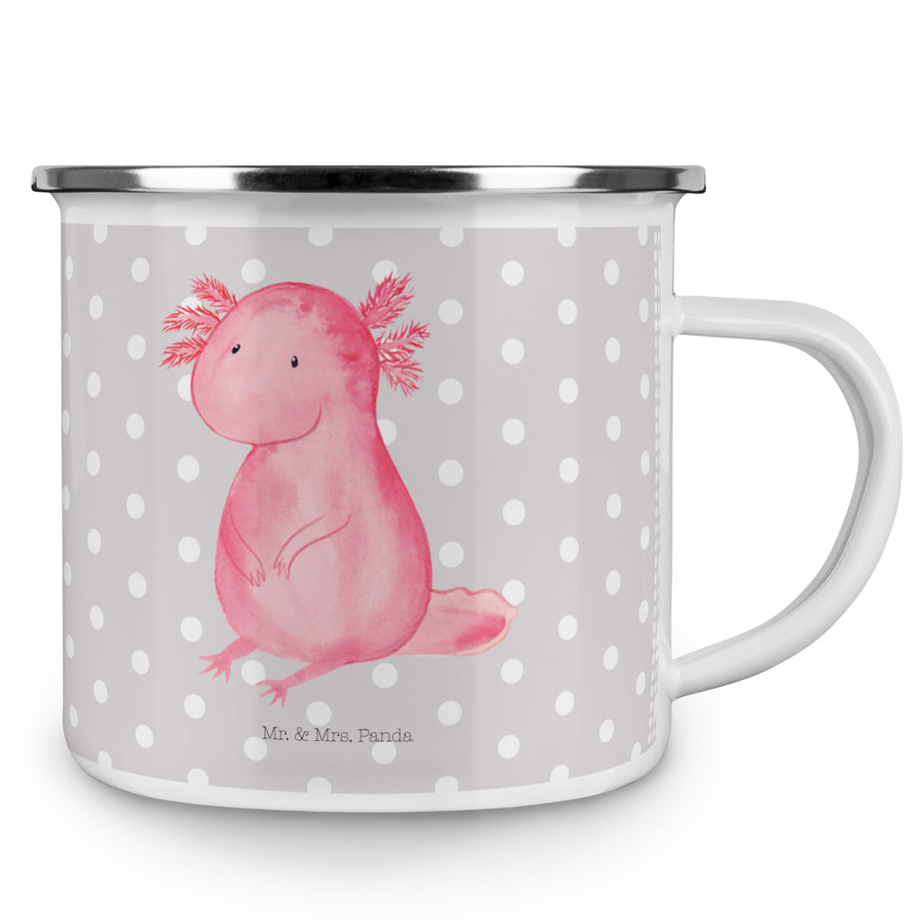 Camping Emaille Tasse Axolotl Campingtasse, Trinkbecher, Metalltasse, Outdoor Tasse, Emaille Trinkbecher, Blechtasse Outdoor, Emaille Campingbecher, Edelstahl Trinkbecher, Metalltasse für Camping, Kaffee Blechtasse, Camping Tasse Metall, Axolotl, Molch, Axolot, vergnügt, fröhlich, zufrieden, Lebensstil, Weisheit, Lebensweisheit, Liebe, Freundin