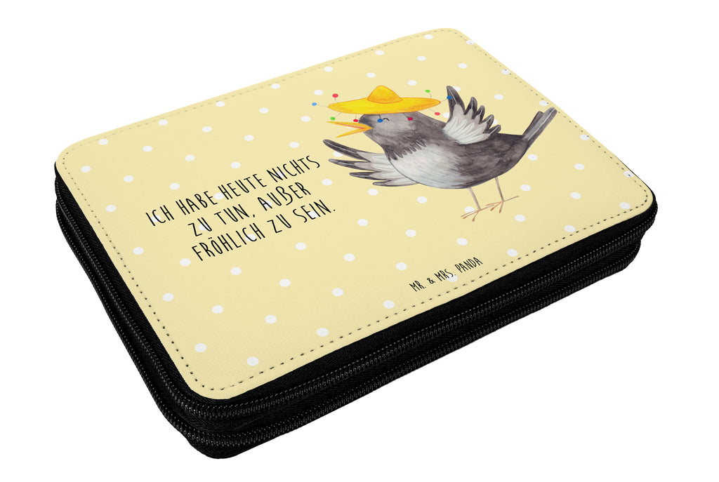 Federmappe Rabe mit Sombrero Federmappe, Stiftetasche, Stifte Etui, Schule, Einschulung, Geschenk, Kind, Schüler, Schülerin, Stifterolle, Federmäppchen, Motiv, Grundschule, Federmäppchen bedruckt, Büro Stifte Etui, Bestückte Federmappe, Kinder Federmappe, Federmappe Einschulung, Tiermotive, Gute Laune, lustige Sprüche, Tiere, Rabe, Vogel, Vögel, Spruch positiv, fröhlich sein, glücklich sein, Glück Spruch, froh, Elster, Motivation
