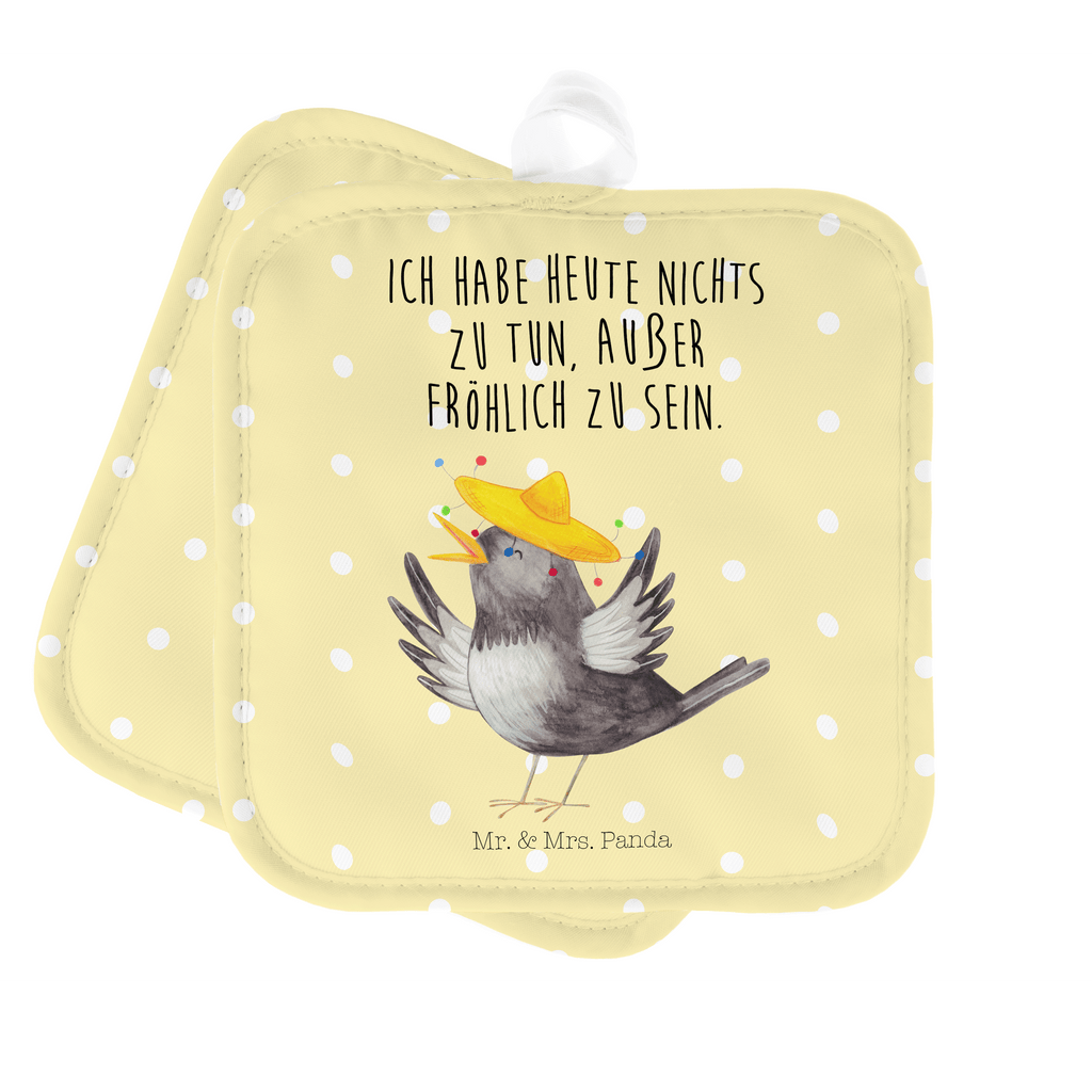 2er Set Topflappen  Rabe mit Sombrero Topflappen, Topfuntersetzer, Ofenhandschuh, Topflappen Set, Topflappen lustig, Topflappen mit Spruch, Tiermotive, Gute Laune, lustige Sprüche, Tiere, Rabe, Vogel, Vögel, Spruch positiv, fröhlich sein, glücklich sein, Glück Spruch, froh, Elster, Motivation