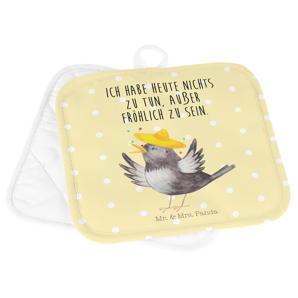 2er Set Topflappen  Rabe mit Sombrero Topflappen, Topfuntersetzer, Ofenhandschuh, Topflappen Set, Topflappen lustig, Topflappen mit Spruch, Tiermotive, Gute Laune, lustige Sprüche, Tiere, Rabe, Vogel, Vögel, Spruch positiv, fröhlich sein, glücklich sein, Glück Spruch, froh, Elster, Motivation