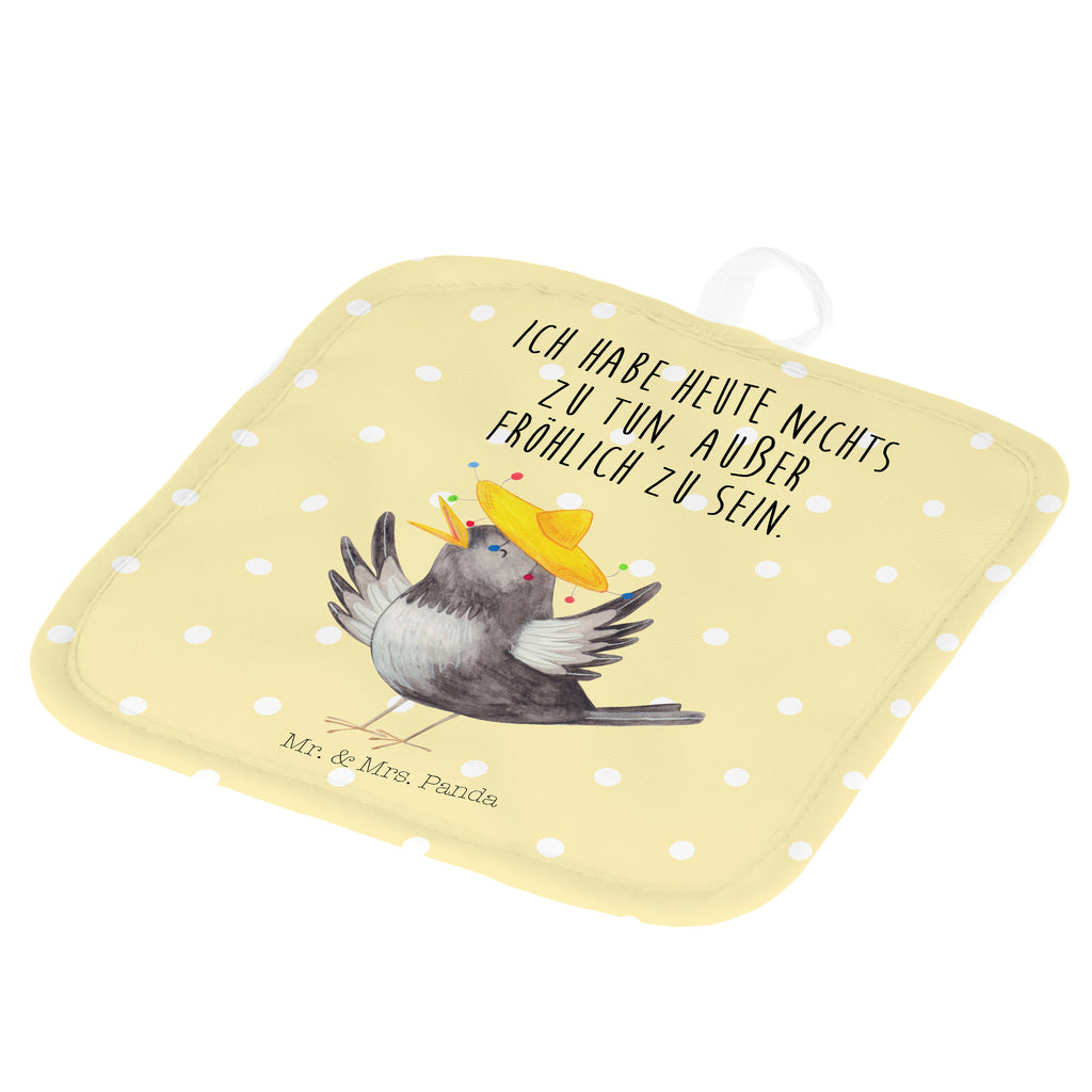 2er Set Topflappen  Rabe mit Sombrero Topflappen, Topfuntersetzer, Ofenhandschuh, Topflappen Set, Topflappen lustig, Topflappen mit Spruch, Tiermotive, Gute Laune, lustige Sprüche, Tiere, Rabe, Vogel, Vögel, Spruch positiv, fröhlich sein, glücklich sein, Glück Spruch, froh, Elster, Motivation