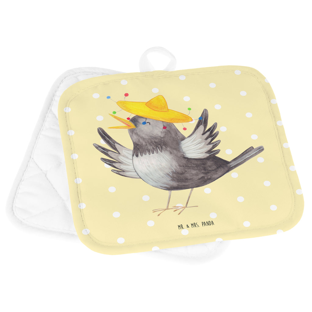 2er Set Topflappen  Rabe mit Sombrero Topflappen, Topfuntersetzer, Ofenhandschuh, Topflappen Set, Topflappen lustig, Topflappen mit Spruch, Tiermotive, Gute Laune, lustige Sprüche, Tiere, Rabe, Vogel, Vögel, Spruch positiv, fröhlich sein, glücklich sein, Glück Spruch, froh, Elster, Motivation