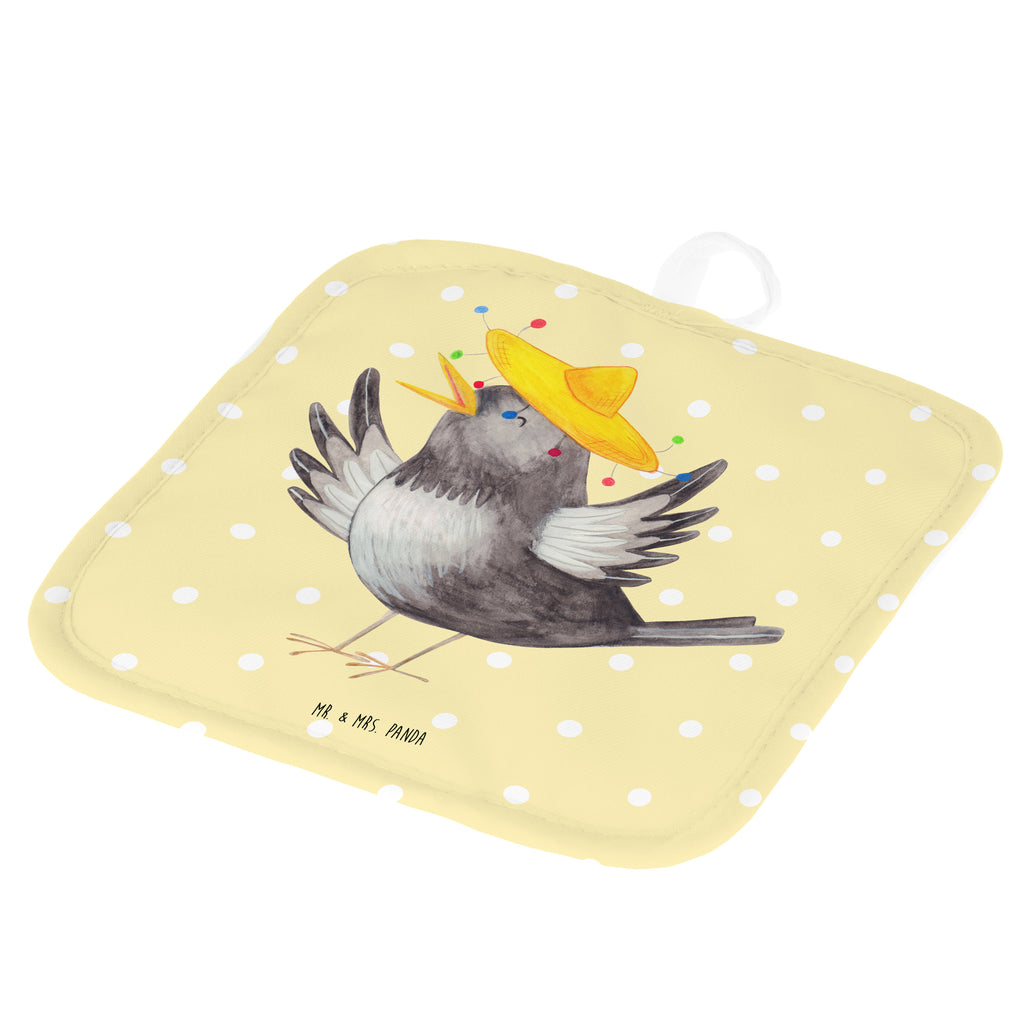 2er Set Topflappen  Rabe mit Sombrero Topflappen, Topfuntersetzer, Ofenhandschuh, Topflappen Set, Topflappen lustig, Topflappen mit Spruch, Tiermotive, Gute Laune, lustige Sprüche, Tiere, Rabe, Vogel, Vögel, Spruch positiv, fröhlich sein, glücklich sein, Glück Spruch, froh, Elster, Motivation