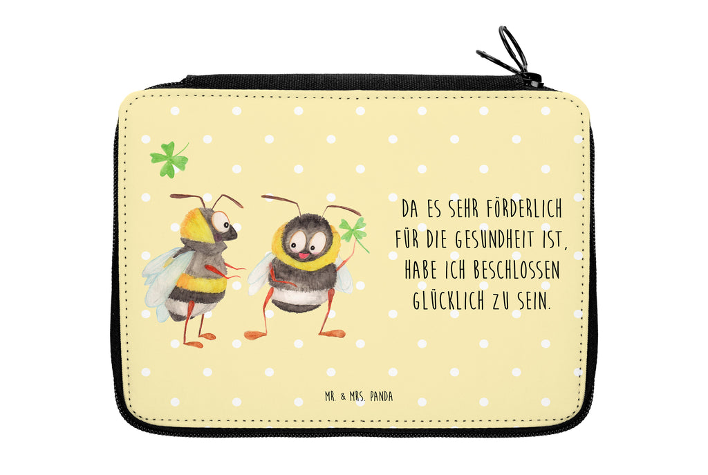 Federmappe Hummeln mit Kleeblatt Federmappe, Stiftetasche, Stifte Etui, Schule, Einschulung, Geschenk, Kind, Schüler, Schülerin, Stifterolle, Federmäppchen, Motiv, Grundschule, Federmäppchen bedruckt, Büro Stifte Etui, Bestückte Federmappe, Kinder Federmappe, Federmappe Einschulung, Tiermotive, Gute Laune, lustige Sprüche, Tiere, Hummel, Biene, Spruch positiv, Biene Deko, Spruch schön, glücklich sein, glücklich werden, Spruch fröhlich