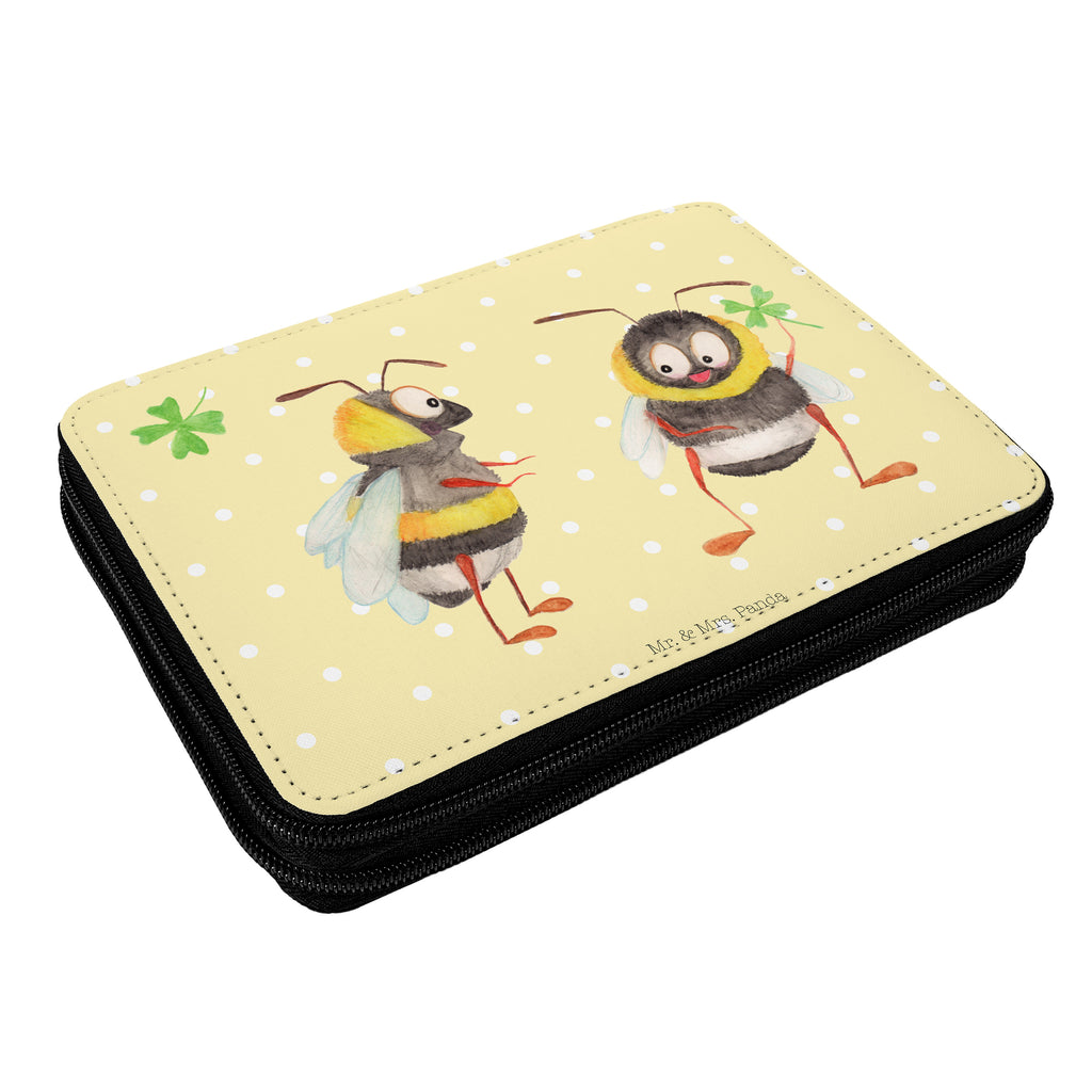 Federmappe Hummeln mit Kleeblatt Federmappe, Stiftetasche, Stifte Etui, Schule, Einschulung, Geschenk, Kind, Schüler, Schülerin, Stifterolle, Federmäppchen, Motiv, Grundschule, Federmäppchen bedruckt, Büro Stifte Etui, Bestückte Federmappe, Kinder Federmappe, Federmappe Einschulung, Tiermotive, Gute Laune, lustige Sprüche, Tiere, Hummel, Biene, Spruch positiv, Biene Deko, Spruch schön, glücklich sein, glücklich werden, Spruch fröhlich