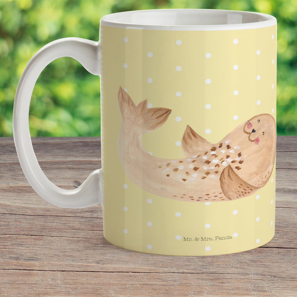 Kindertasse Robbe liegend Kunststoff Tasse, Kindergarten, Tasse, Trinkbecher, Camping Becher, Kaffeetasse, Kunststoffbecher, Kindergartenbecher, Outdoorgeschirr, Kunststoffgeschirr, Reisebecher, Reisetasse, Kinderbecher, Tiermotive, Gute Laune, lustige Sprüche, Tiere, Robbe, Robben, Seehund, Strand, Meerestier, Ostsee, Nordsee, Lachen, Freude