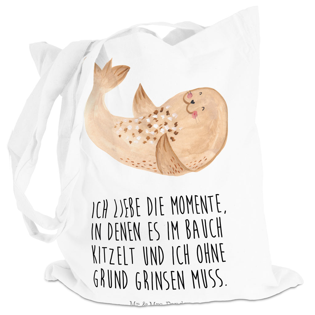 Tragetasche Robbe liegend Beuteltasche, Beutel, Einkaufstasche, Jutebeutel, Stoffbeutel, Tiermotive, Gute Laune, lustige Sprüche, Tiere, Robbe, Robben, Seehund, Strand, Meerestier, Ostsee, Nordsee, Lachen, Freude