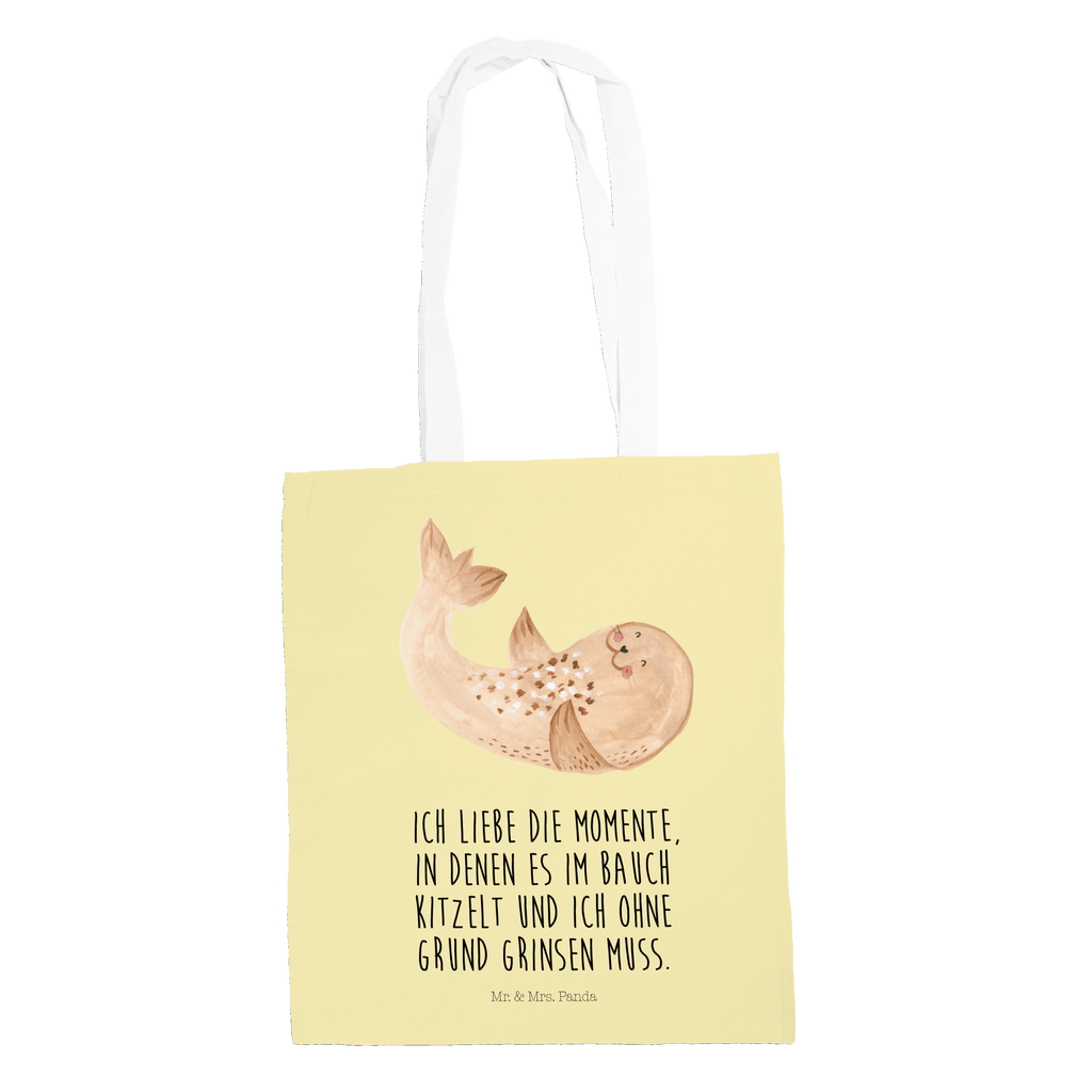 Tragetasche Robbe liegend Beuteltasche, Beutel, Einkaufstasche, Jutebeutel, Stoffbeutel, Tiermotive, Gute Laune, lustige Sprüche, Tiere, Robbe, Robben, Seehund, Strand, Meerestier, Ostsee, Nordsee, Lachen, Freude