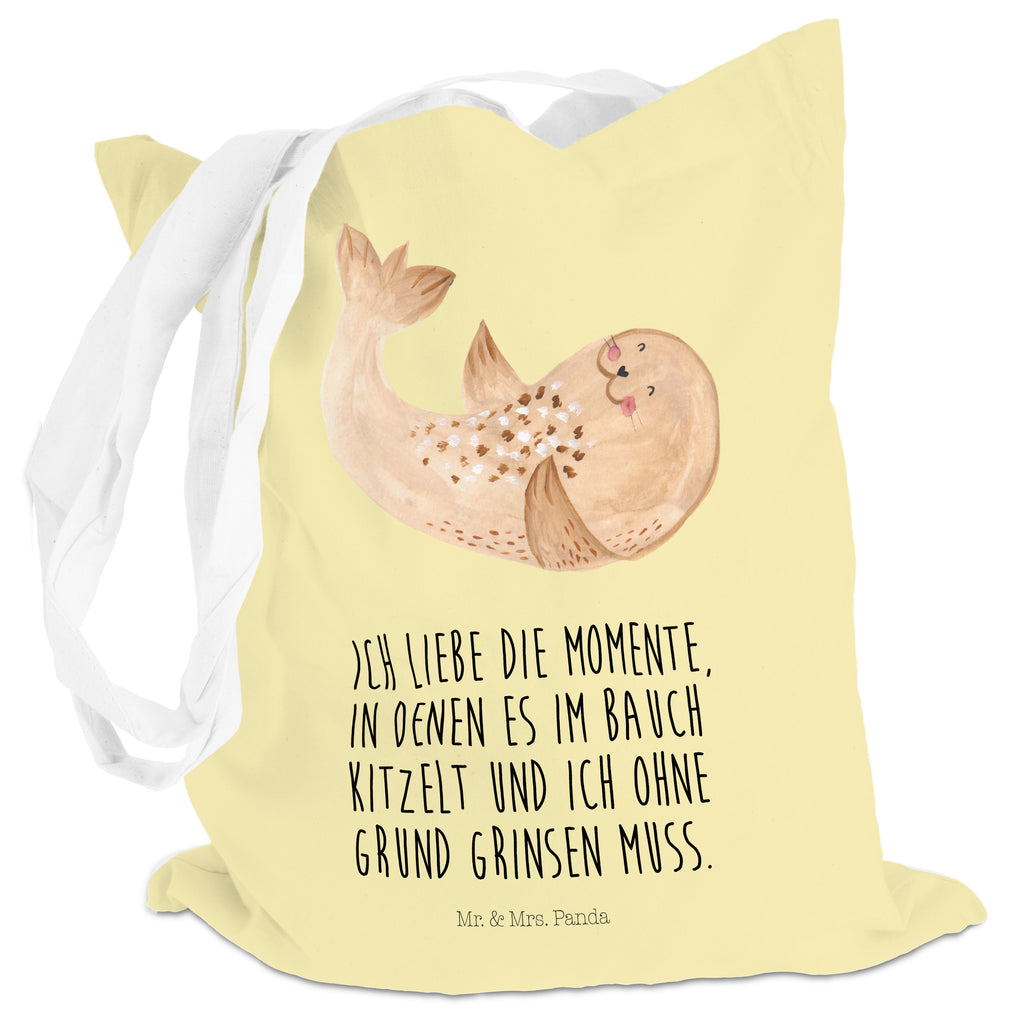 Tragetasche Robbe liegend Beuteltasche, Beutel, Einkaufstasche, Jutebeutel, Stoffbeutel, Tiermotive, Gute Laune, lustige Sprüche, Tiere, Robbe, Robben, Seehund, Strand, Meerestier, Ostsee, Nordsee, Lachen, Freude