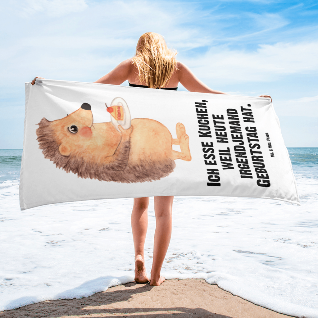 XL Badehandtuch Igel mit Kuchenstück Handtuch, Badetuch, Duschtuch, Strandtuch, Saunatuch, Tiermotive, Gute Laune, lustige Sprüche, Tiere, Igel, Essen Spruch, Kuchen, Backen Geschenk, Kuchen backen, Einladung Party, Geburtstagskuchen, Torte