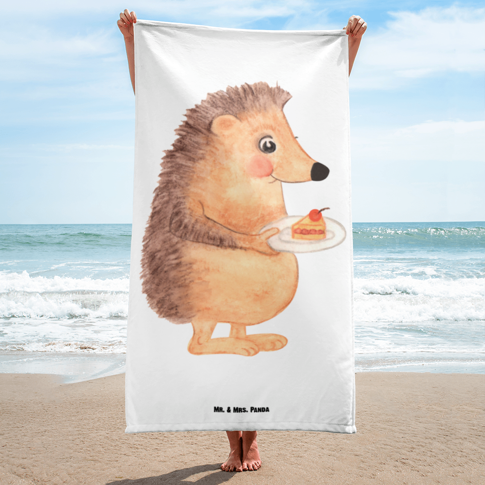 XL Badehandtuch Igel mit Kuchenstück Handtuch, Badetuch, Duschtuch, Strandtuch, Saunatuch, Tiermotive, Gute Laune, lustige Sprüche, Tiere, Igel, Essen Spruch, Kuchen, Backen Geschenk, Kuchen backen, Einladung Party, Geburtstagskuchen, Torte