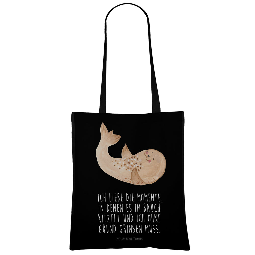 Tragetasche Robbe liegend Beuteltasche, Beutel, Einkaufstasche, Jutebeutel, Stoffbeutel, Tiermotive, Gute Laune, lustige Sprüche, Tiere, Robbe, Robben, Seehund, Strand, Meerestier, Ostsee, Nordsee, Lachen, Freude