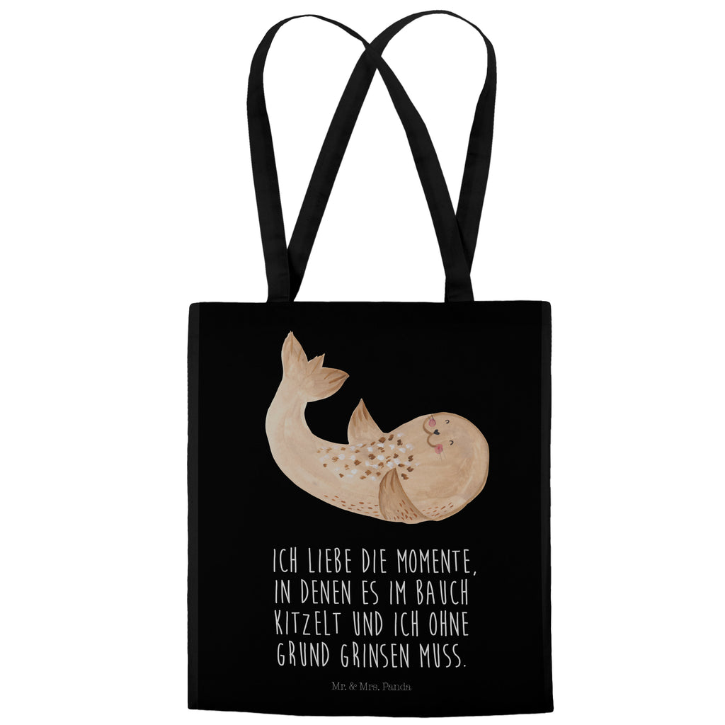 Tragetasche Robbe liegend Beuteltasche, Beutel, Einkaufstasche, Jutebeutel, Stoffbeutel, Tiermotive, Gute Laune, lustige Sprüche, Tiere, Robbe, Robben, Seehund, Strand, Meerestier, Ostsee, Nordsee, Lachen, Freude