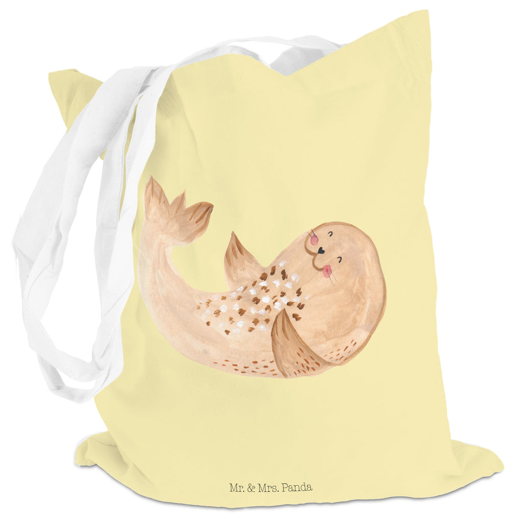 Tragetasche Robbe liegend Beuteltasche, Beutel, Einkaufstasche, Jutebeutel, Stoffbeutel, Tiermotive, Gute Laune, lustige Sprüche, Tiere, Robbe, Robben, Seehund, Strand, Meerestier, Ostsee, Nordsee, Lachen, Freude