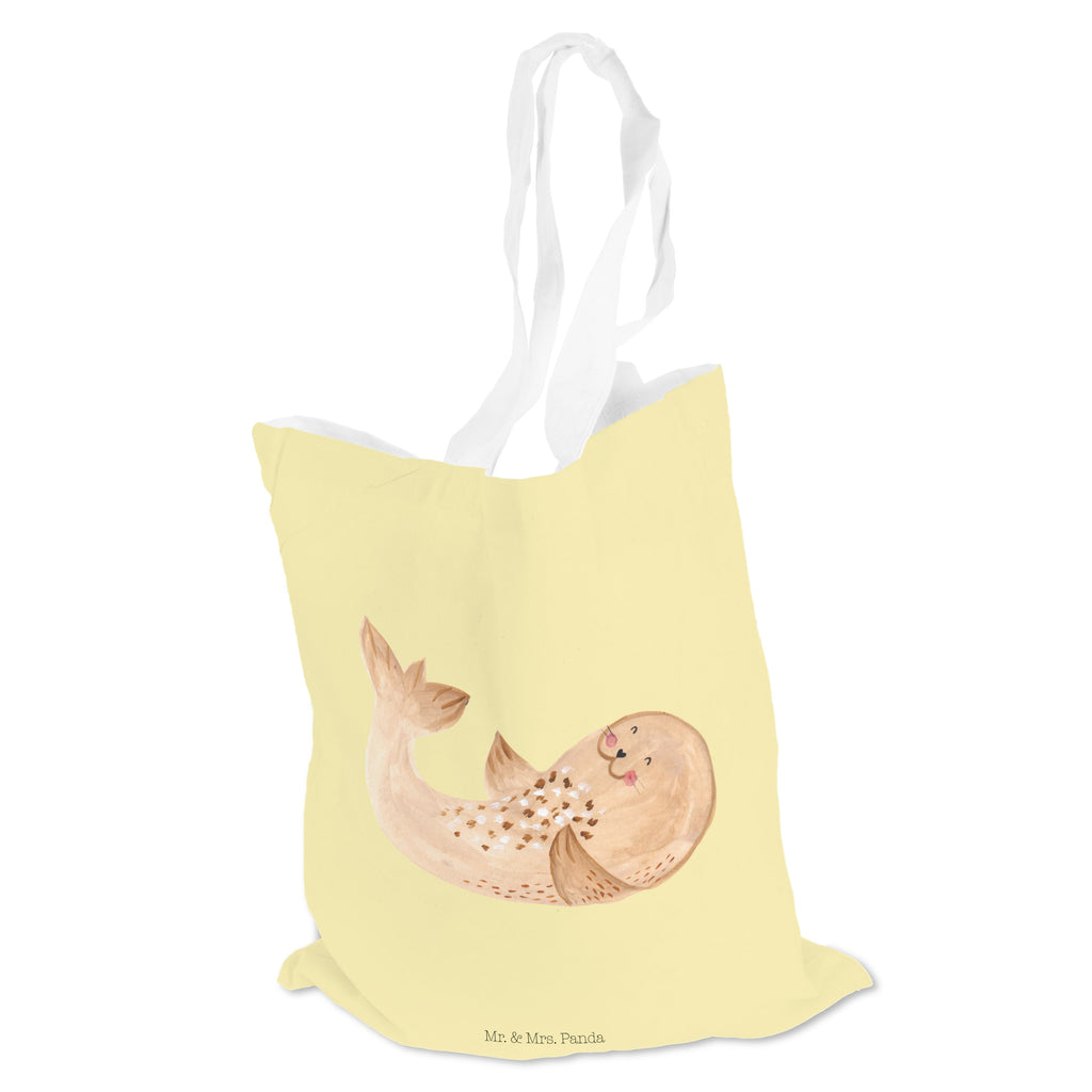 Tragetasche Robbe liegend Beuteltasche, Beutel, Einkaufstasche, Jutebeutel, Stoffbeutel, Tiermotive, Gute Laune, lustige Sprüche, Tiere, Robbe, Robben, Seehund, Strand, Meerestier, Ostsee, Nordsee, Lachen, Freude