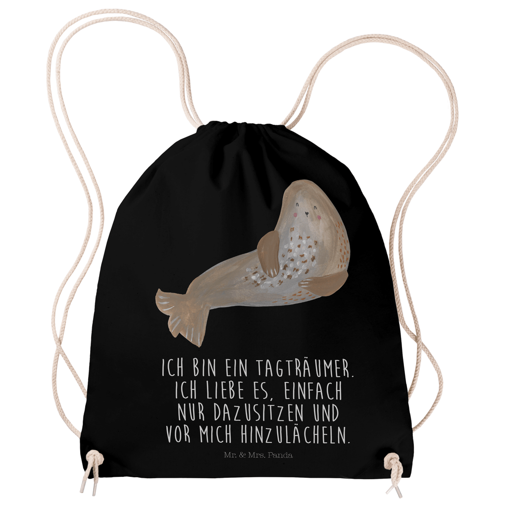 Sportbeutel Robbe lachend Turnbeutel, Beutel, Sporttasche, Tasche, Stoffbeutel, Tiermotive, Gute Laune, lustige Sprüche, Tiere, Robbe, Robben, Seehund, Strand, Meerestier, Ostsee, Nordsee