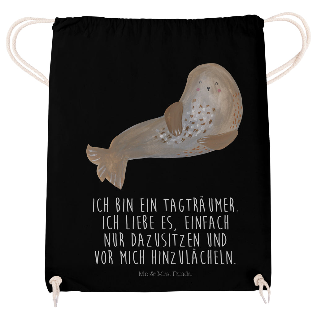 Sportbeutel Robbe lachend Turnbeutel, Beutel, Sporttasche, Tasche, Stoffbeutel, Tiermotive, Gute Laune, lustige Sprüche, Tiere, Robbe, Robben, Seehund, Strand, Meerestier, Ostsee, Nordsee