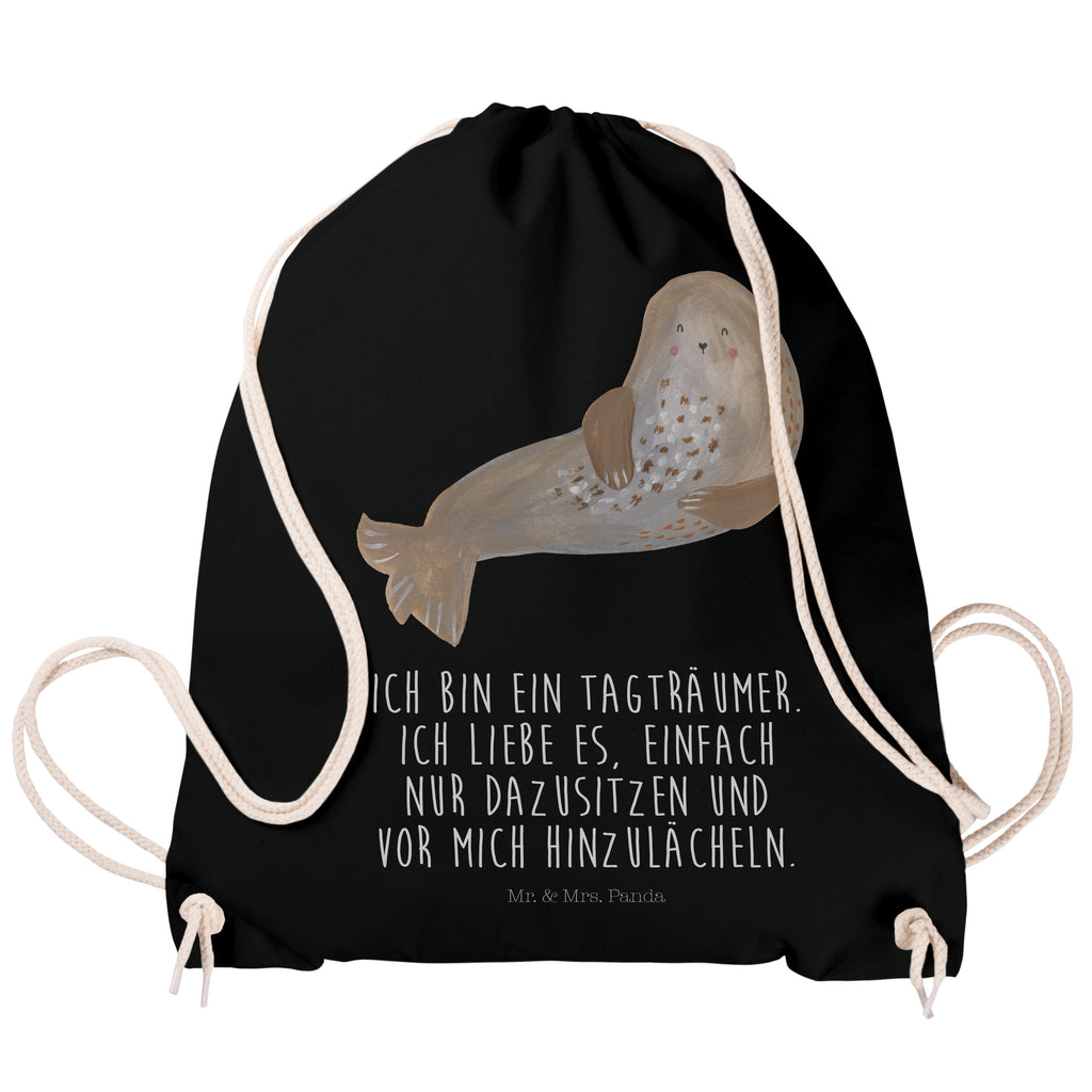 Sportbeutel Robbe lachend Turnbeutel, Beutel, Sporttasche, Tasche, Stoffbeutel, Tiermotive, Gute Laune, lustige Sprüche, Tiere, Robbe, Robben, Seehund, Strand, Meerestier, Ostsee, Nordsee
